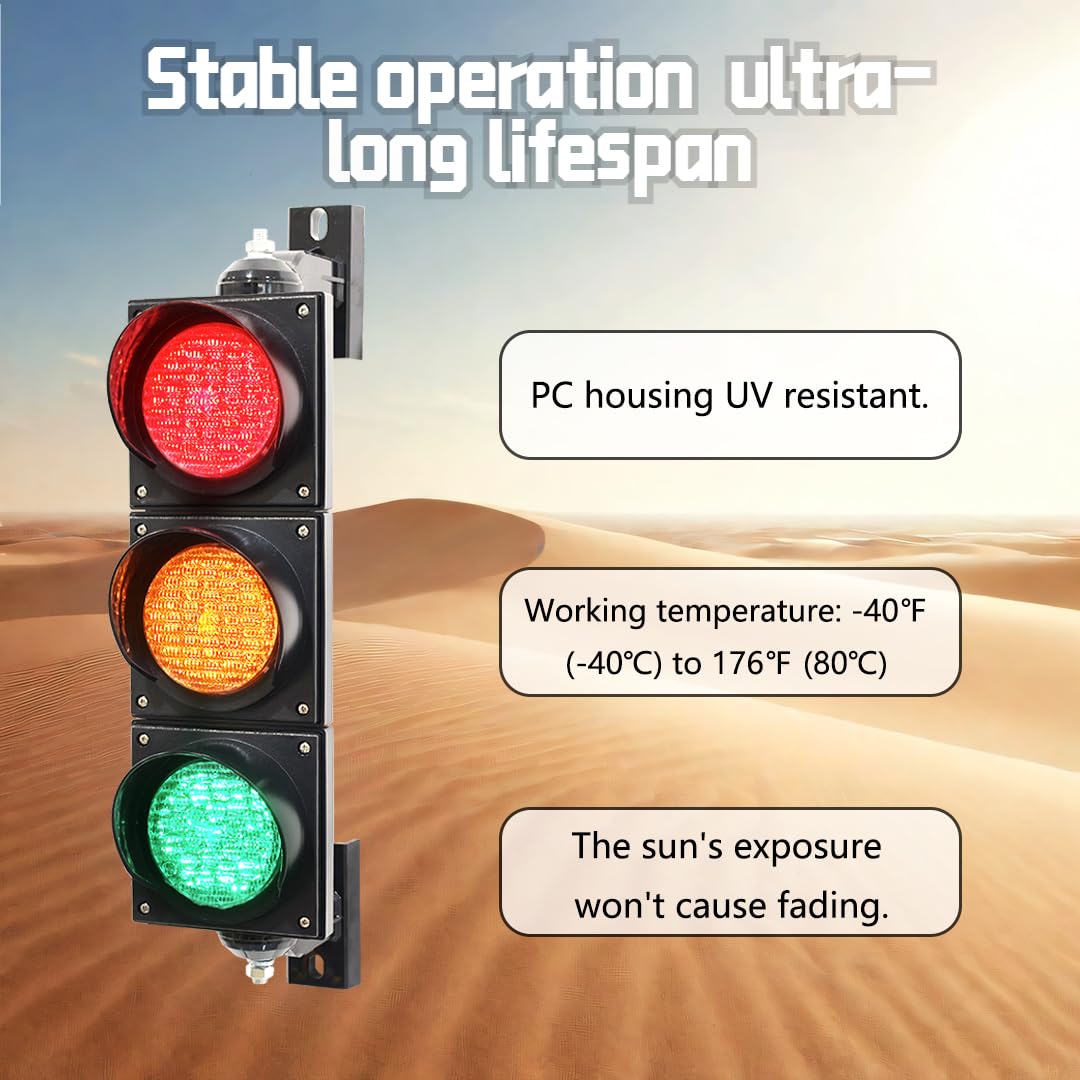 100-2 & 100-3 Traffic Light Bundle: 4Inch 100mm Stop/Go Light with Remote & Button Control, AC 85-265V, IP65 Waterproof LED Signal Lamp 5