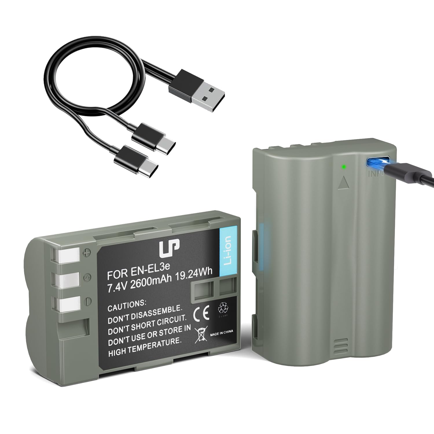 LP EN-EL3e, EL3a, EL3 Battery, 2600 mAh Battery Compatible with Nikon D700, D300s, D300, D200, D100, D90, D80, D70s, D70, D50, MH-18, MH18a, MH-19, MB-D200, MB-D10 Camera 1