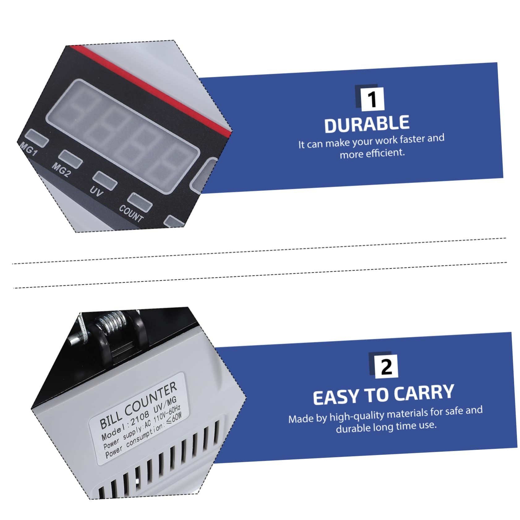 GRIRIW Money Counter Currency Detector Money Cash Currency Machine Bill Counter Cash Register Bank Checker Money Counting Machine Bill Detector Machine Cash Checker White Plastic 6