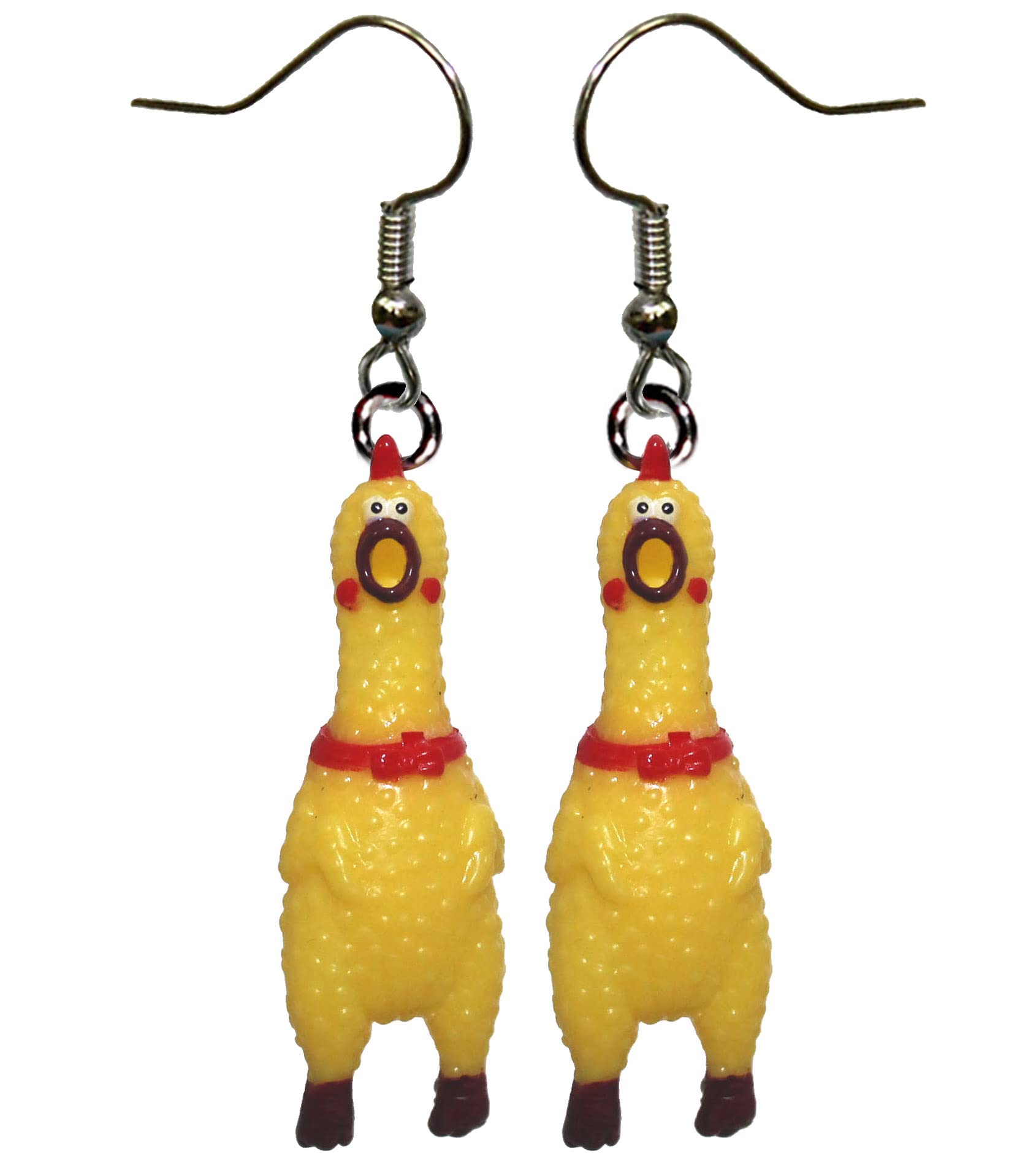 Lucore Home Mini 2 Inch Rubber Squawking Chicken Phone Charm - 2 Pcs Set Screaming Rubber Rooster Gag Novelty Squeaky Jewelry DIY Chicks 2