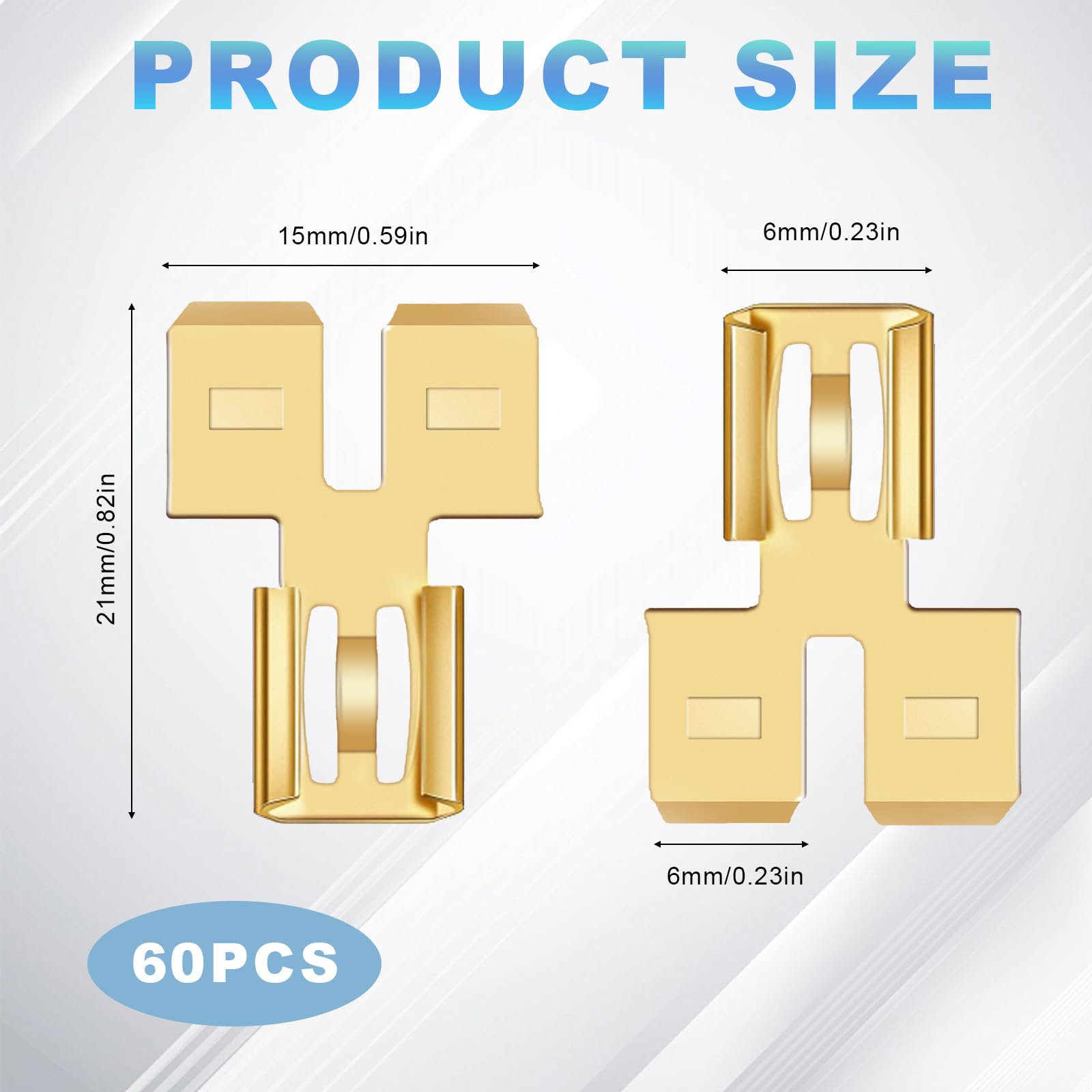 60pcs Spade Terminal Splitter, Quick Disconnect Insulated Double Male Tab Single Female Slip on Spade Piggyback Connector Electrical 2 Way Splitter for Automotive Dual Spade Connector 1/4in Blade 3