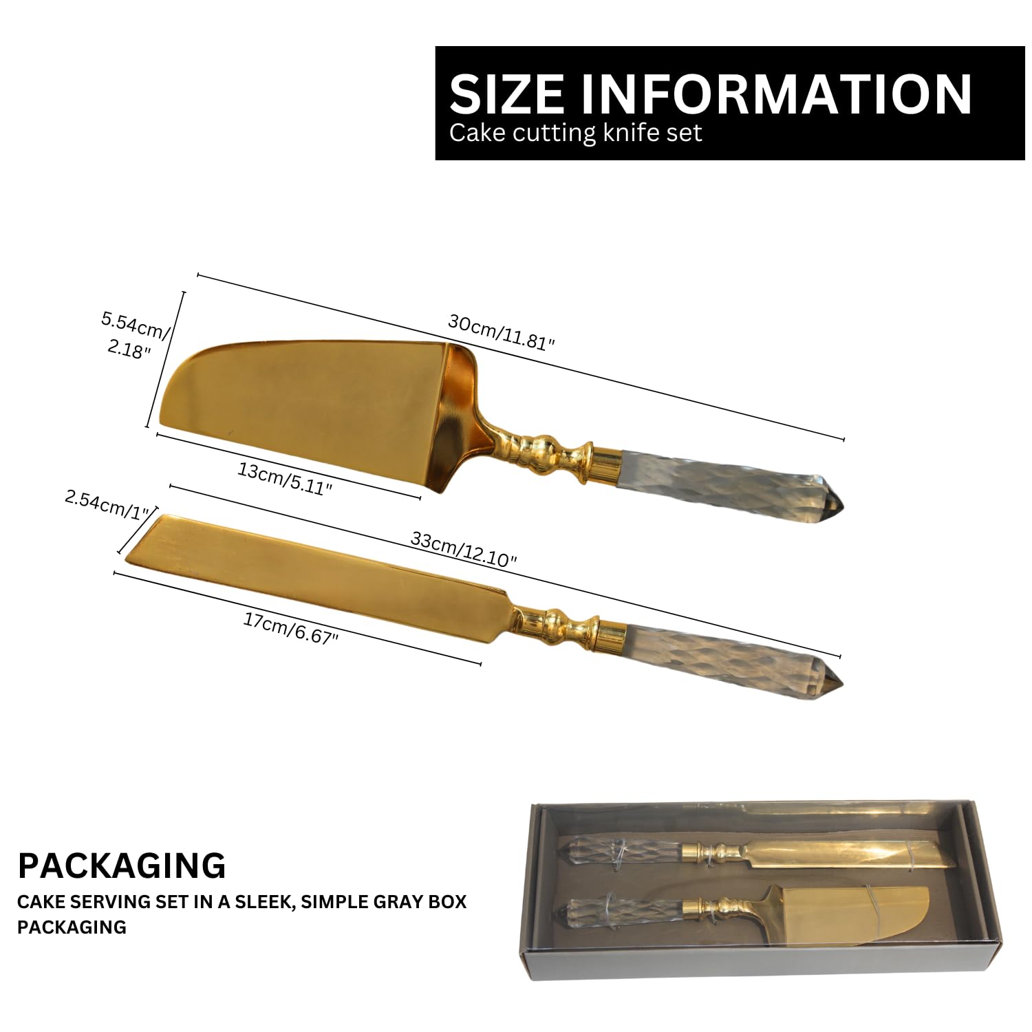 IZZHAAR Premium Cake Cutting Knife Set, Elegant Stainless Steel Cake Knife and Cake Server Set, Cake Cutter and Pie Spatula for Birthday Anniversary Christmas Gift (Set of 2) 4