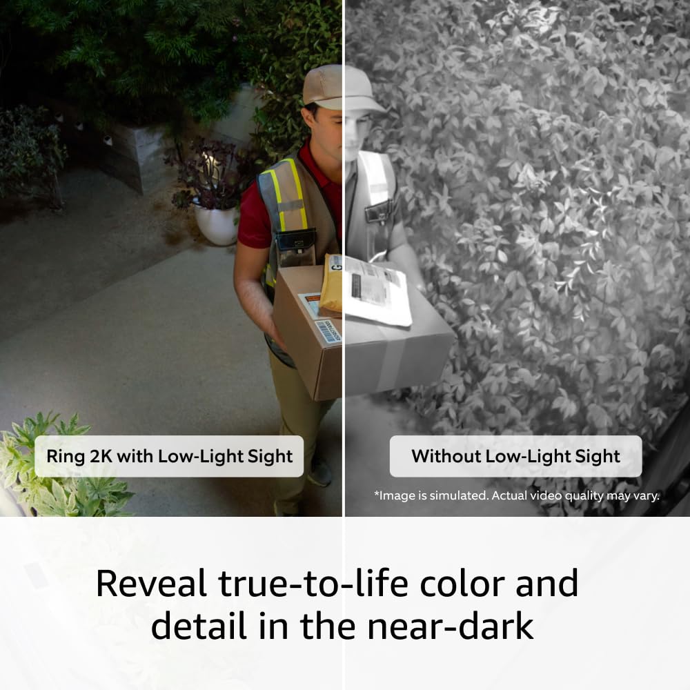 Introducing Ring Outdoor Cam Plus, Plug-In — 2K Video with Ring Vision, Low-Light Sight for full-color night vision, 24/7 Recording (subscription required), White (Pack of 2) 4