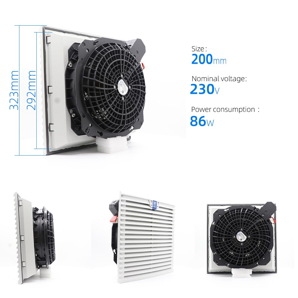 K2E200-AH20-05 eBm Papst 200mm AC Axial Fan K2E200AH2005 0.37A 230V 70W High Airflow Filter Unit Axial Cooling Fans, 2700 RPM Industrial Cooling Fan for Cabinet SK3243.100 3