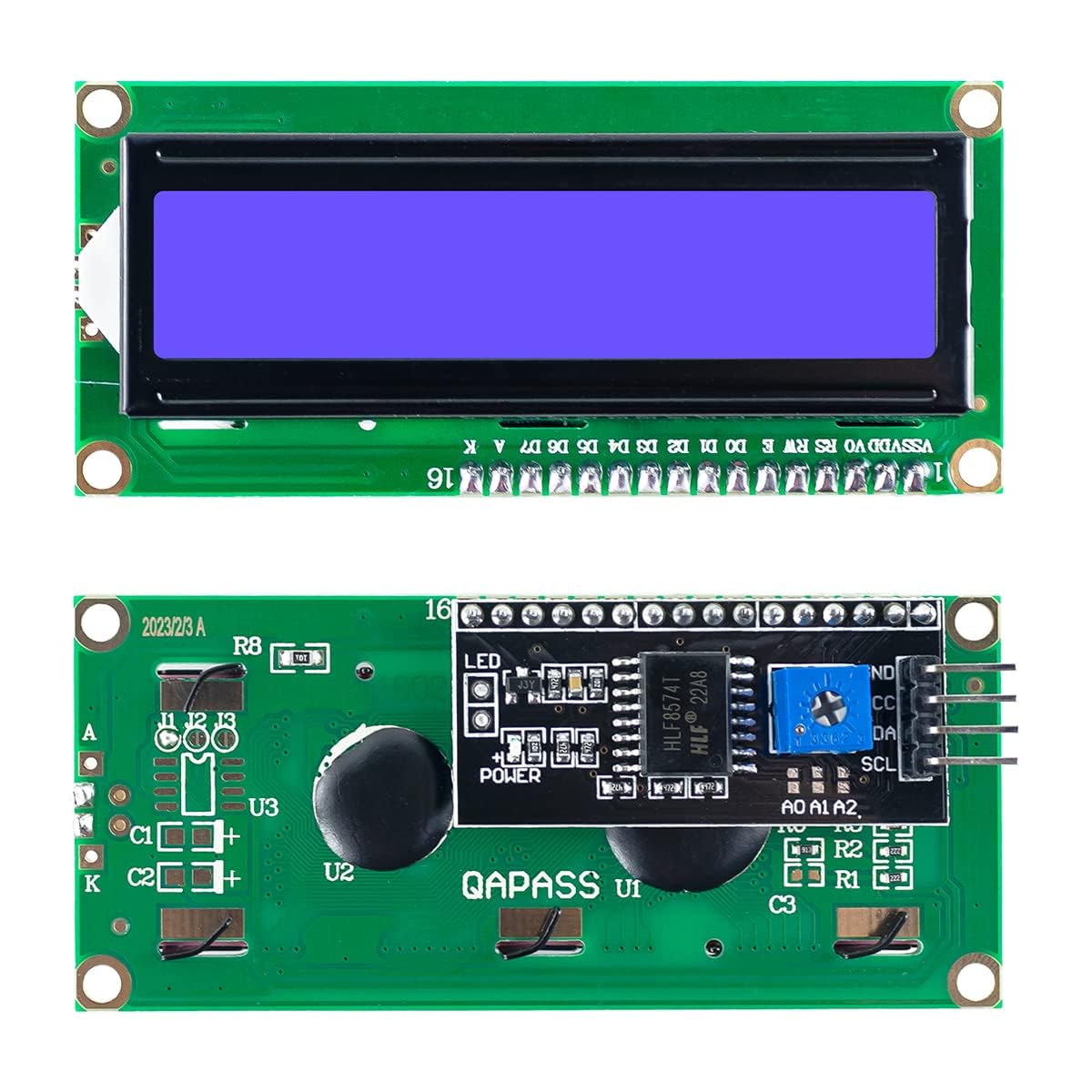 ROBODUINO LCD Display Module with I2C Module (Soldered), Blue Backlight, 16x2 Character 2