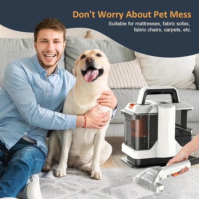 BLURISM Pet Vacuum Cleaner, Slippery Hair Removal Cleaning Dog and cat Hair Grooming Brush Handheld Portable Carpet Washer Vacuum Cleaner Spot for Sofa and Car Carpet Cleaner Machine 3