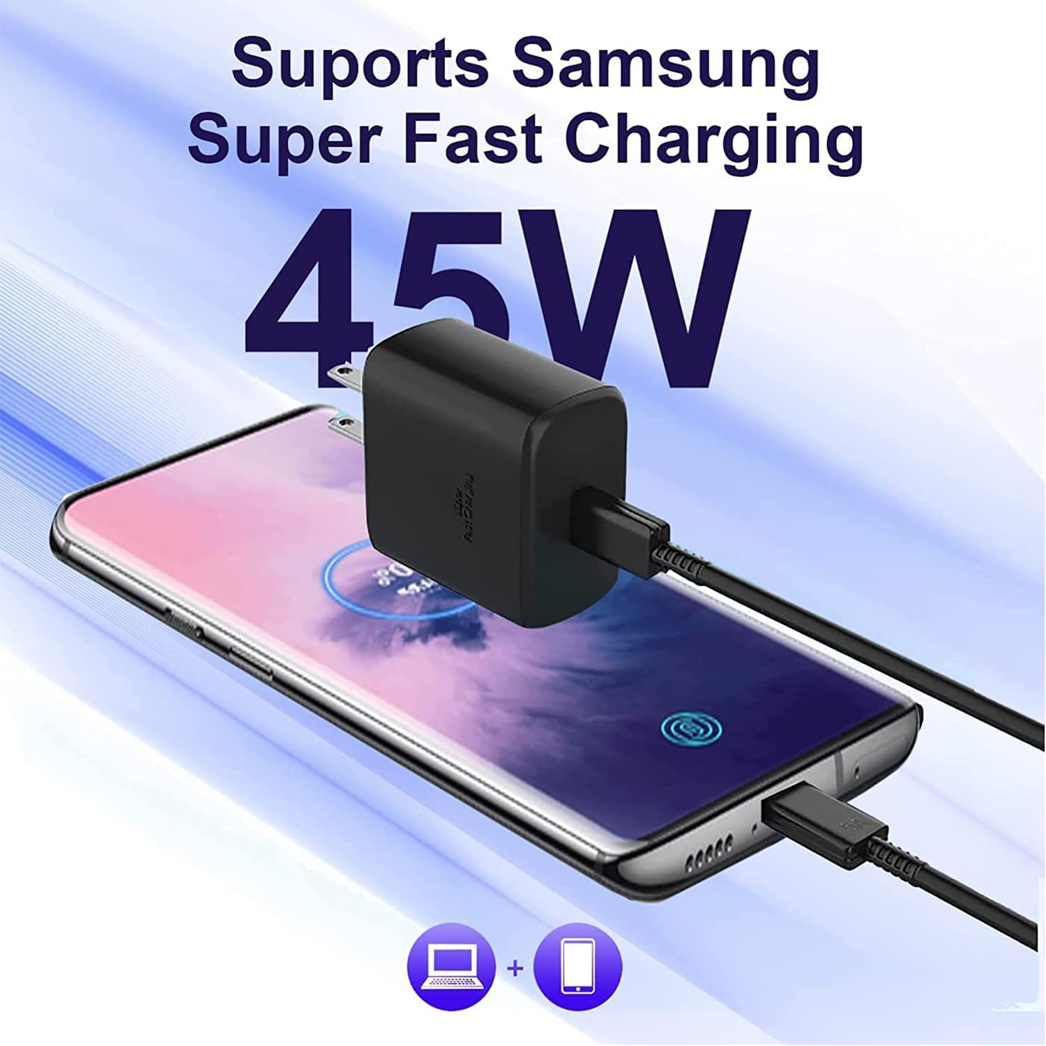 45W Super Fast Charger Type C, [2 Pack] 45 Watt USB-C Charger PD/PPS Wall Charging Block for Samsung Galaxy S24/S23 Ultra/S22 Ultra/S20 Ultra/Note 10 Plus, Galaxy Tab S8, Fold 4 Charger Fast Charging 6