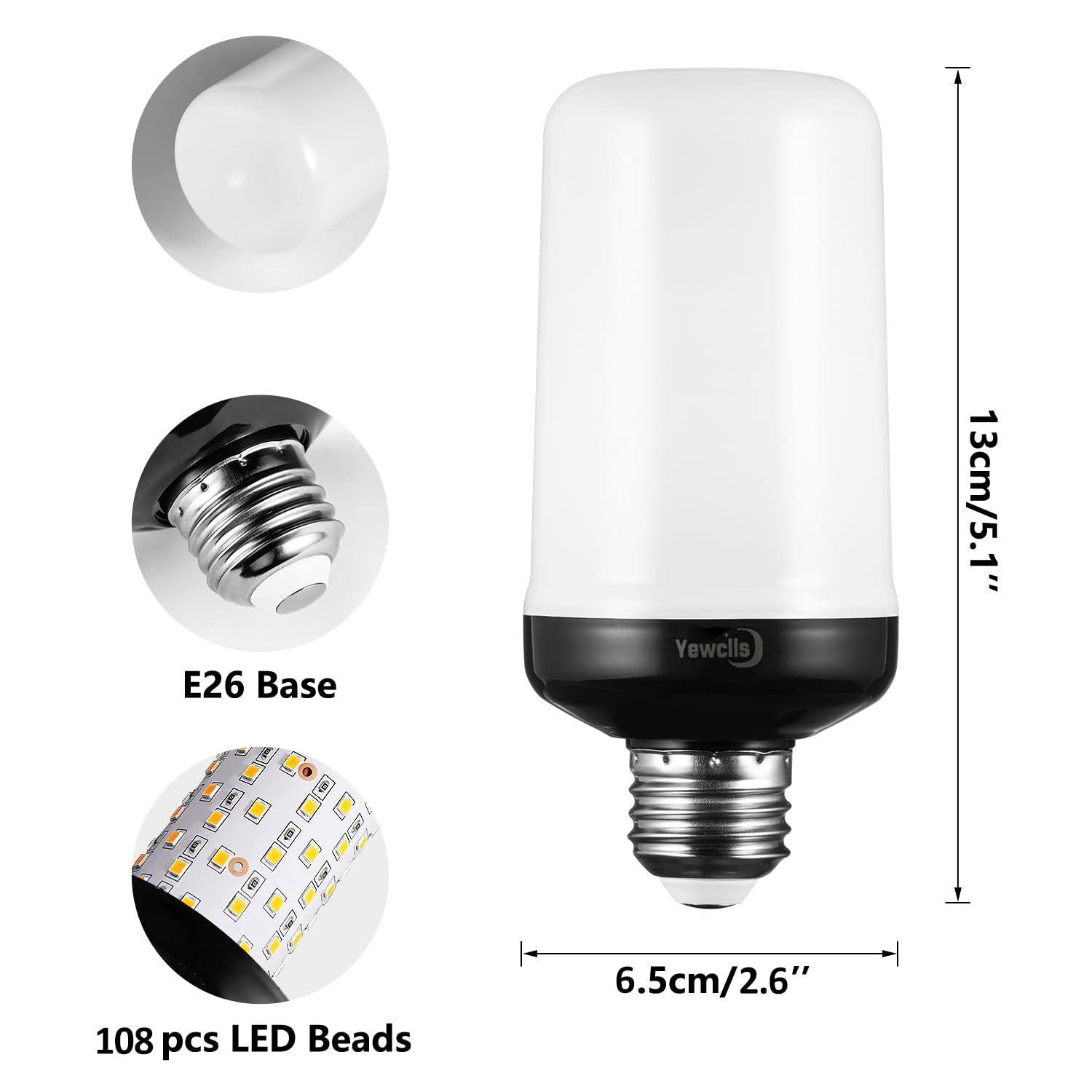 Yewclls Flame Light Bulbs 4 Modes Flickering Light Bulbs E26 Bulb for Halloween Christmas Decorations Party Outdoor Indoor Home Decor (2 Pack) 3