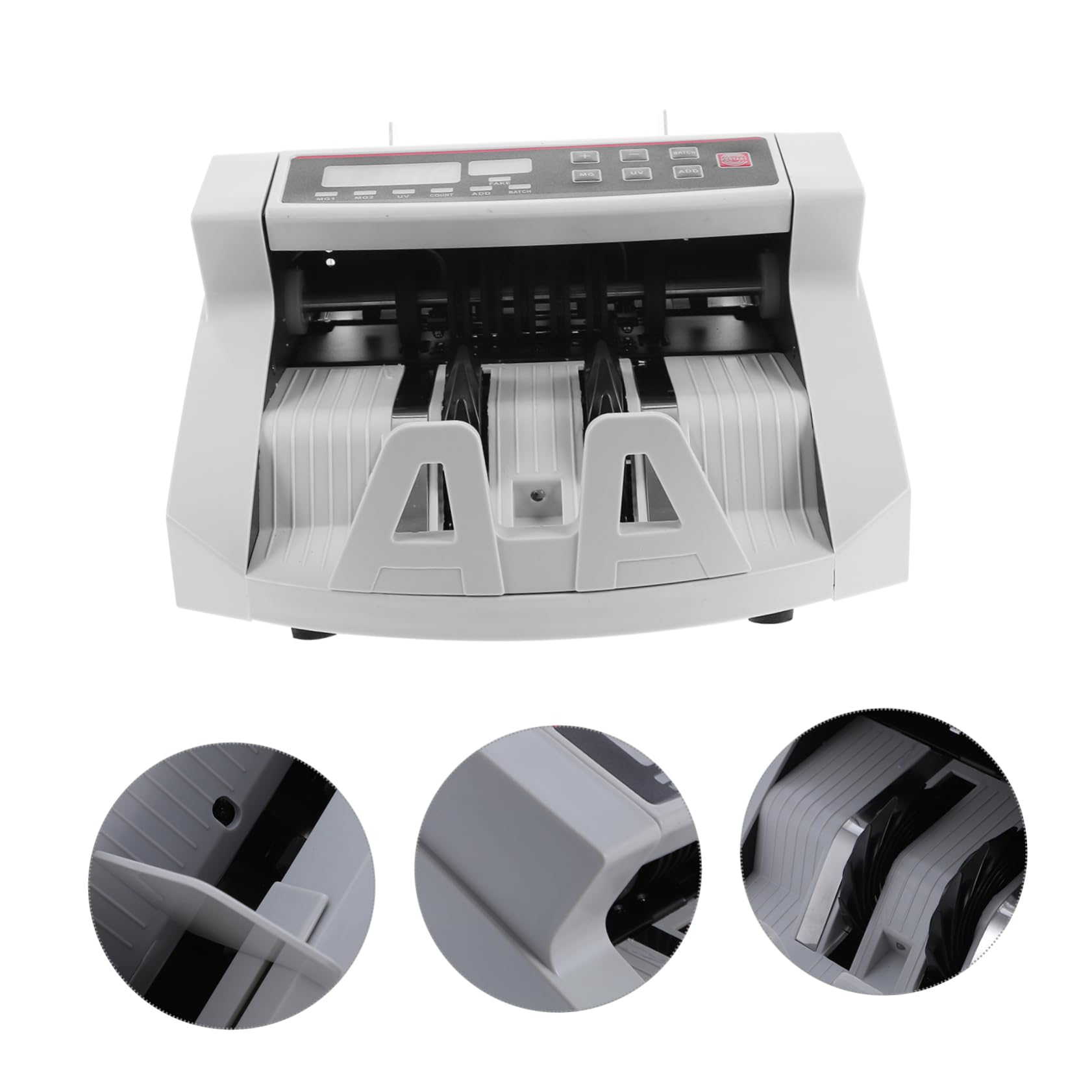 AUTSUPPL Money Counter Cash Register Currency Detector Money Counting Machine Money Value Counter and Sorter Bill Counter Counterfeit Detector Money Detector Bank Checker White Plastic 3