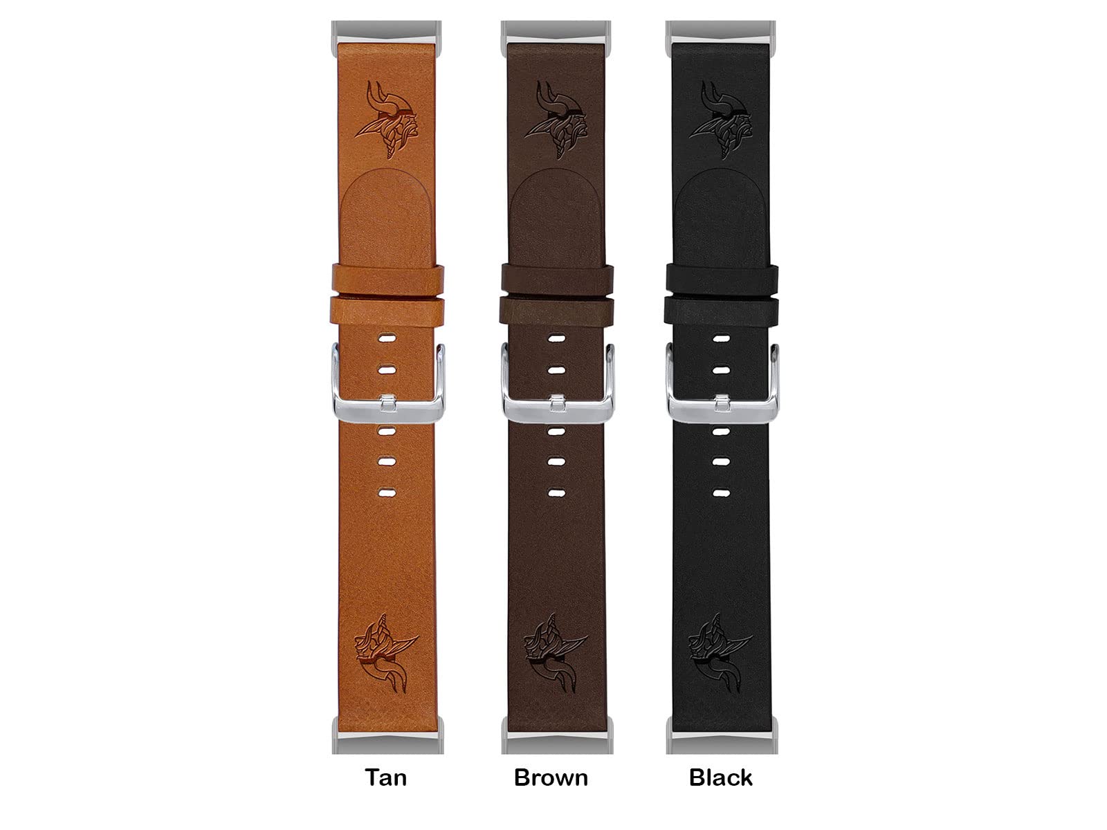 Game Time Minnesota Vikings Leather Watch Band Compatible with Fitbit Versa 3 and Sense (Chesnut Brown Long) 4