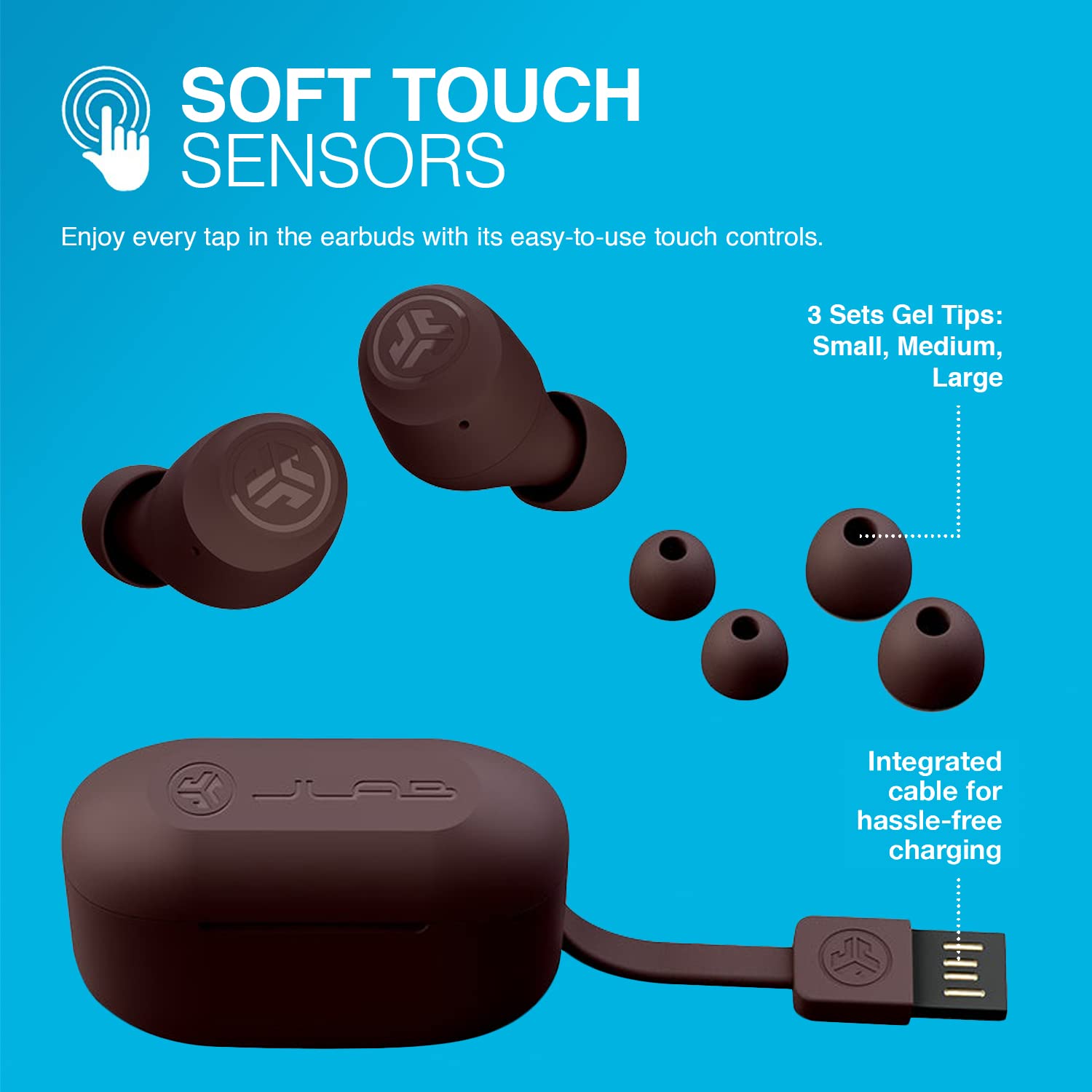 JLab Go Air Tones True Wireless Earbuds Designed with Auto On and Connect, Touch Controls, 32+ Hours Bluetooth Playtime, EQ3 Sound, and Dual Connect, Natural Earthtone Color (4975 C) 5