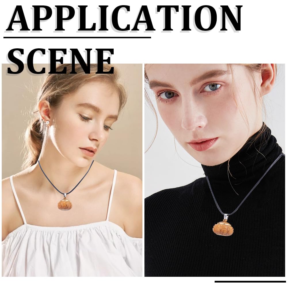 SUNNYCLUE Wood Lotus Necklace Making Kit Flower Charms Bulk Detachable Wood Box Charm Wooden Flower Wooden Lotus Box Pendants for Jewelry Making Kits DIY Craft Aromatherapy Supplies 6