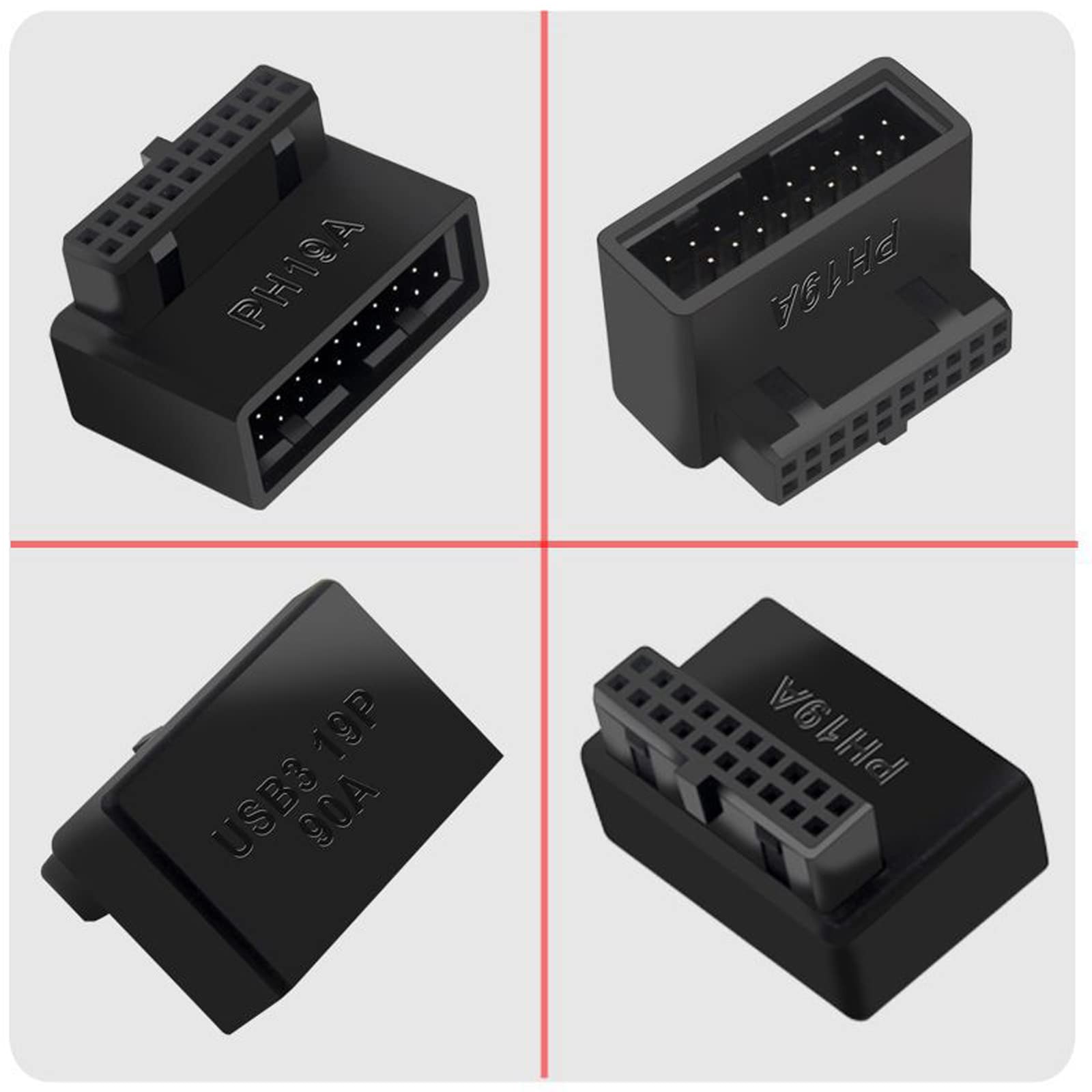USB 3.0 90 Degree Motherboard Adapter 19 Pin/20 Pin Extension Adapter Socket for Desktop Motherboard Motherboard Header Extension 90 Degree Adapter 2