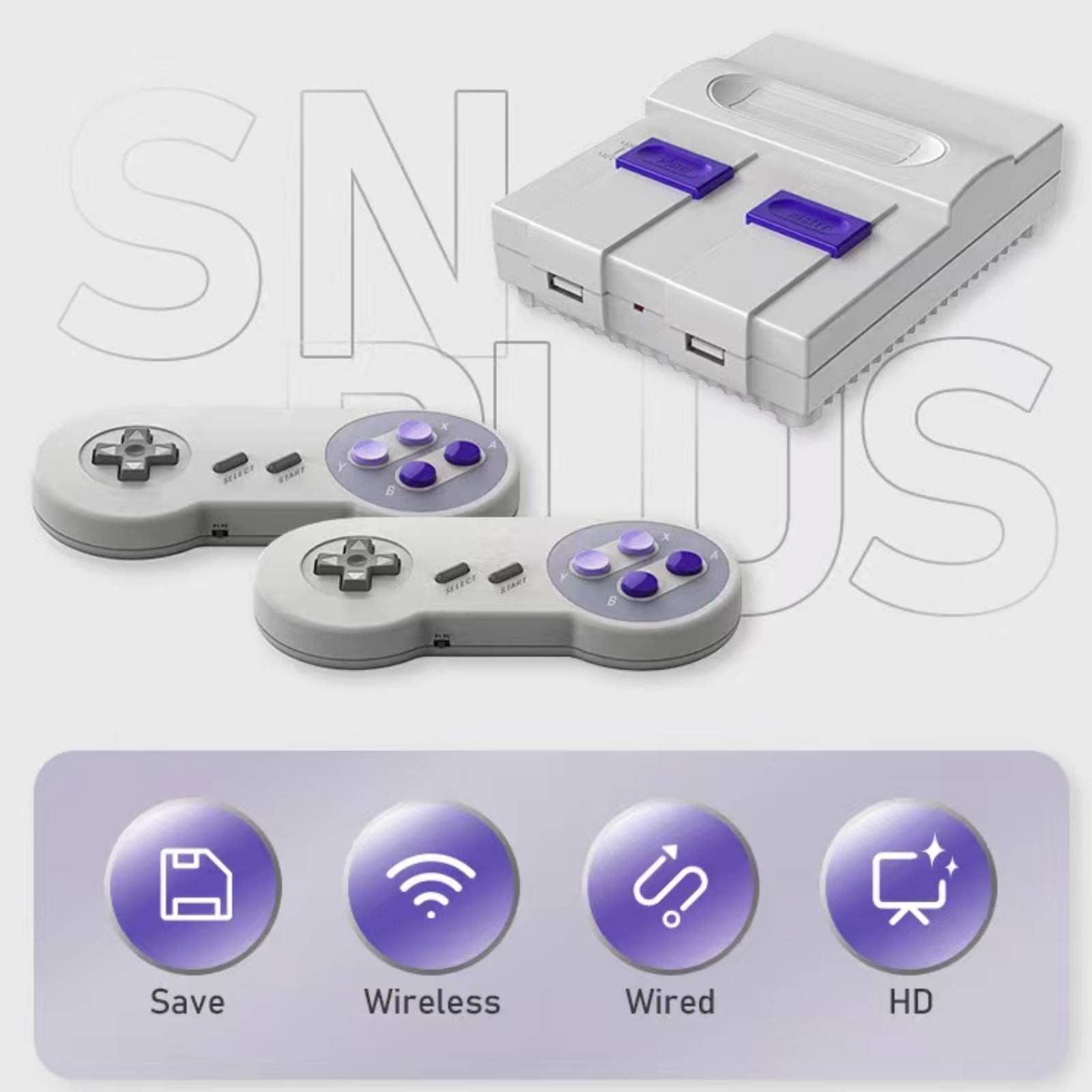 Super Retro Game Console, Classic Mini Handheld Game System Built-in 5500 Video Games and Dual Wireless Game Controller, HDMI Output Plug & Play TF Expansion (Grey) 3