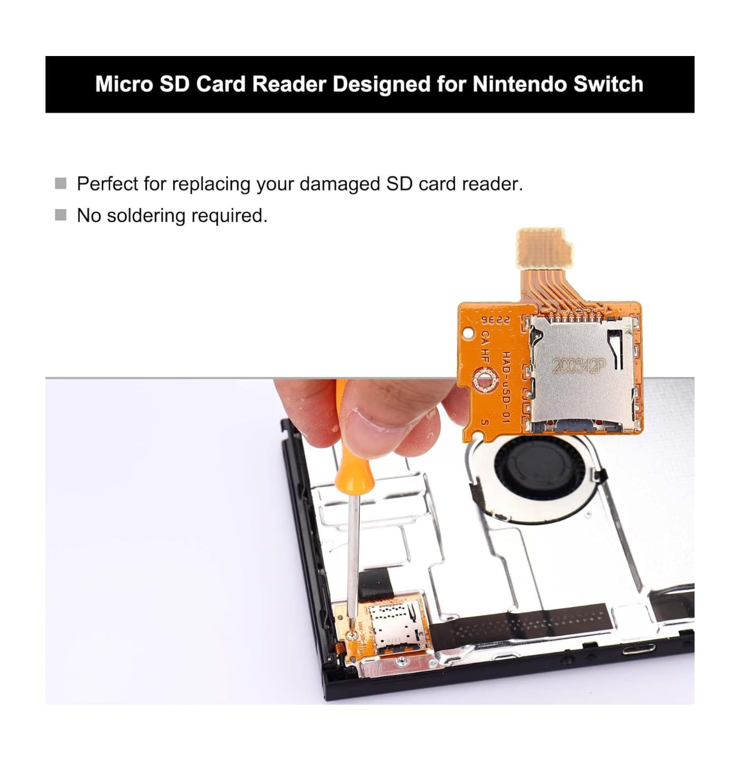 COMZPLIFE 2Pcs Micro SD Card Reader Replacement for Nintendo Switch, TF Memory Card Slot Socket Reader Board Replacement for NS Console 3