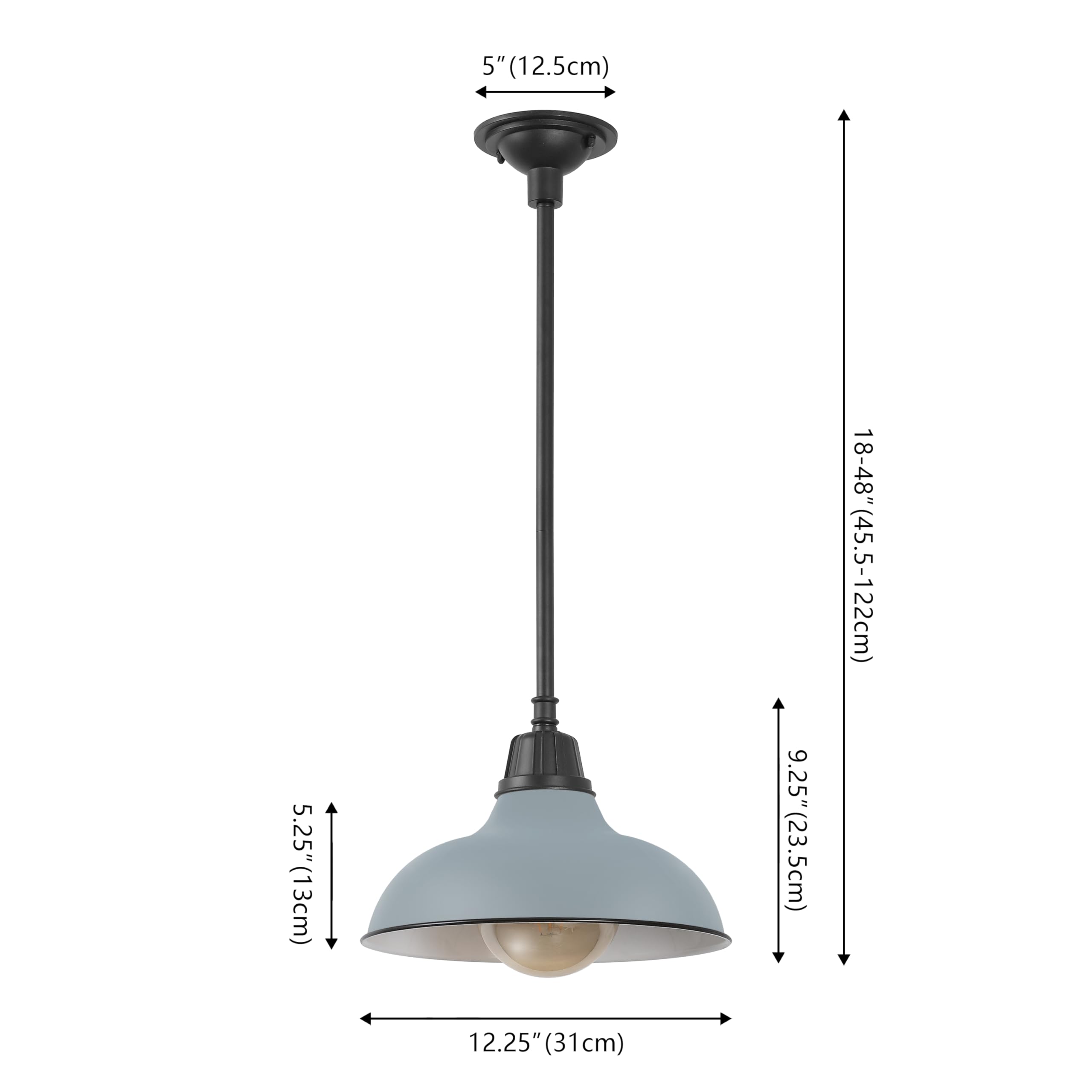 JONATHAN Y JYL7611K Jasper 12.25" 1-Light Farmhouse Industrial Indoor/Outdoor Iron LED Pendant Modern, Rustic, Coastal, Cottage, Traditional, Patio, Porch, Living Room, Entryway, Matte Silver Blue 5