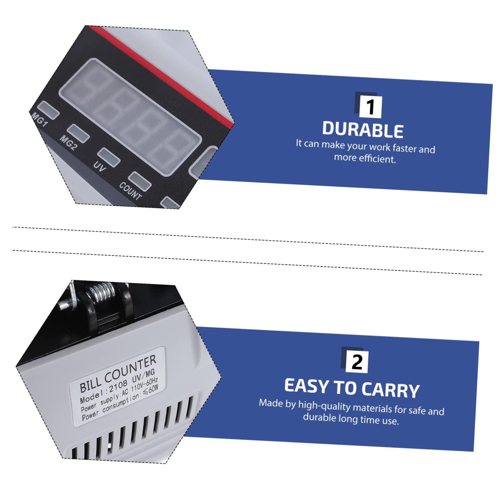 VILLFUL Money Counter Money Cash Currency Machine Money Detector Bill Counting Machine Electronic Cash Register Money Value Counter and Sorter Currency Detector Bill Counter Plastic White 4