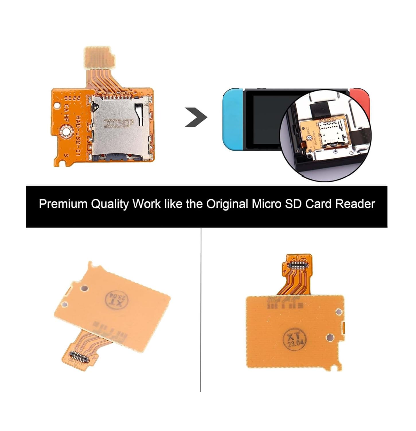 COMZPLIFE 2Pcs Micro SD Card Reader Replacement for Nintendo Switch, TF Memory Card Slot Socket Reader Board Replacement for NS Console 4