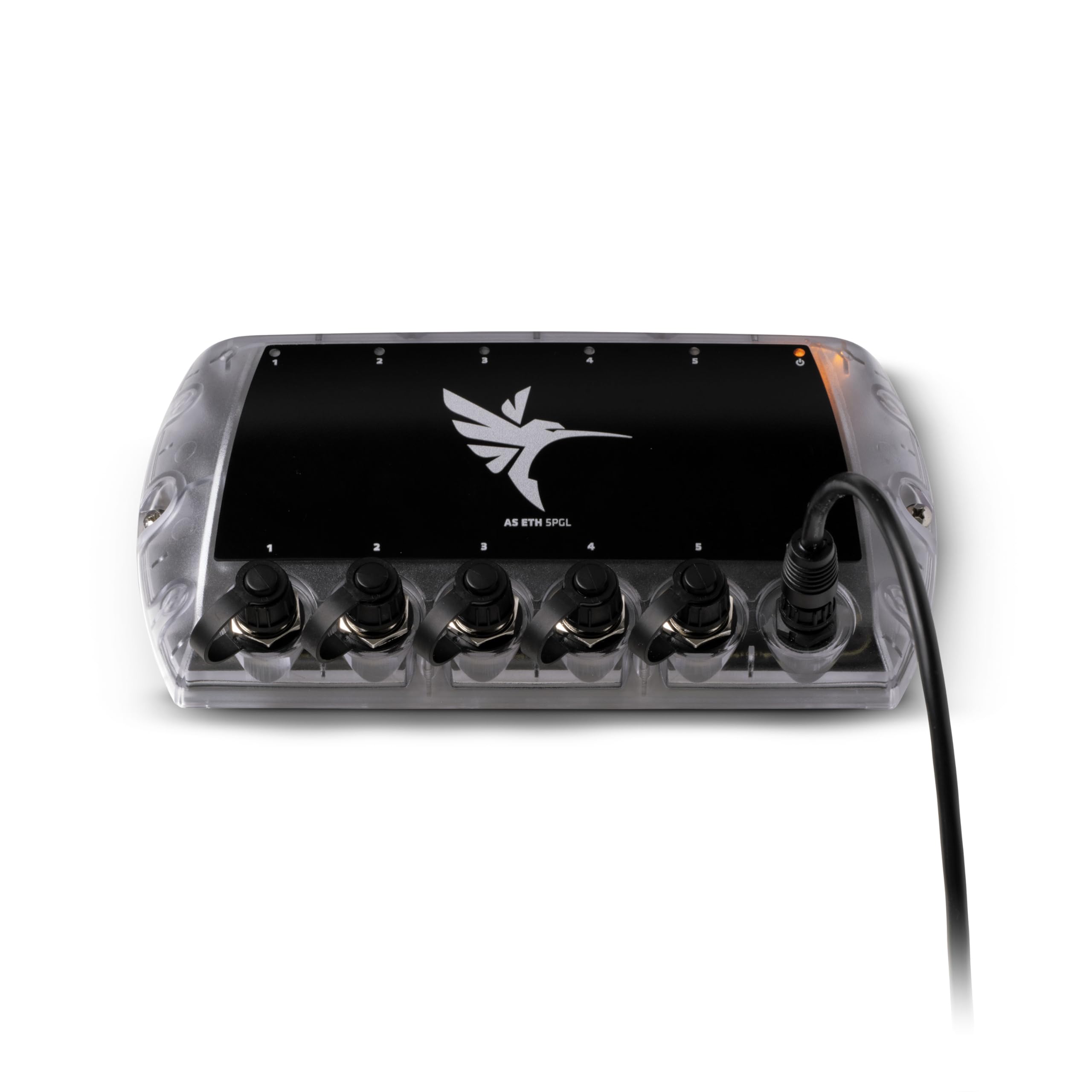 Humminbird 411850-1 AS ETH 5PGL - 5 Port Ethernet Switch & 720073-6 AS EC 5E Ethernet Cable, Black, 5-Foot 5