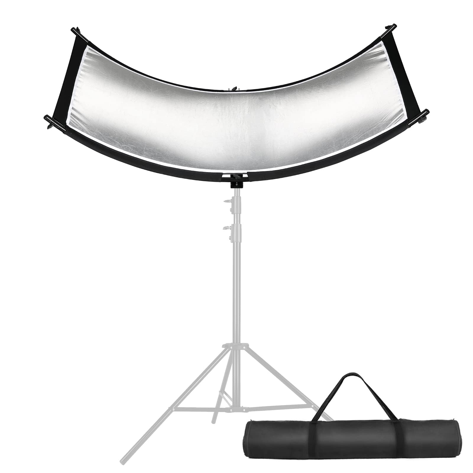 YUOCU Clamshell Light Reflector Diffuser with Carrying Bag, 40"x20"/100x50cm Photography Arclight Curved Lighting Reflector for Photo Video Studio Outdoor Shooting, Black,White,Gold,Silver (40"x20") 3