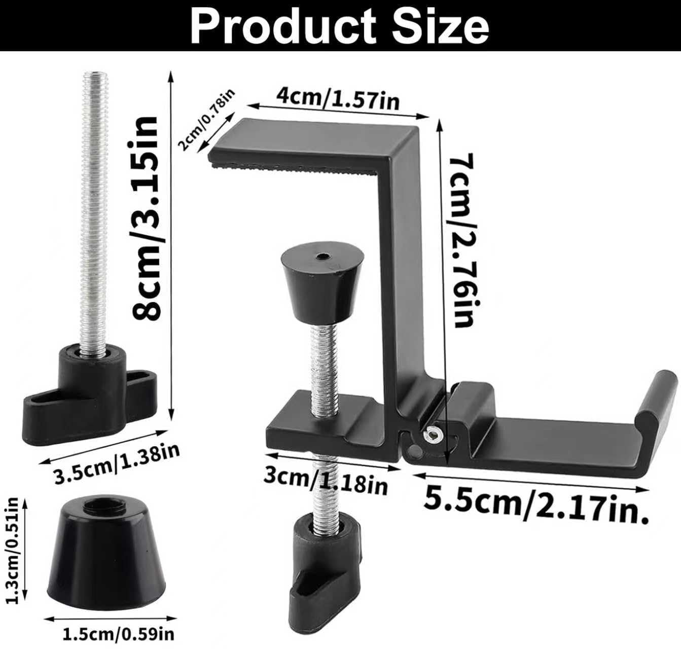 JAKO Headphone Stand for Desk, Aluminum Alloy Foldable Headphone Holder - Headset Stand Hook Mount, PC Gaming Headset Holder Under Desk Clamp for Office, Computer, Student Class Table, Handmade Table 3