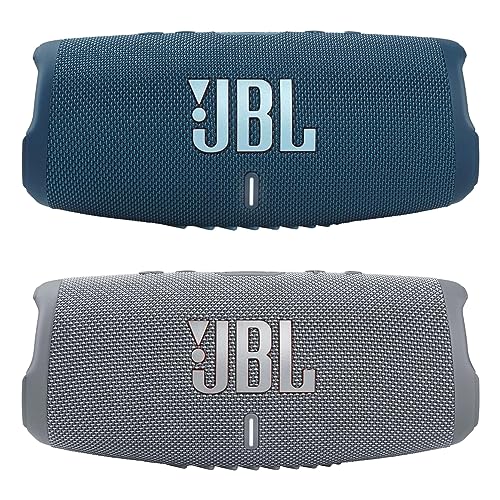 JBL Charge 5 - Waterproof Portable Bluetooth Speaker - Blue/Gray (Pair)