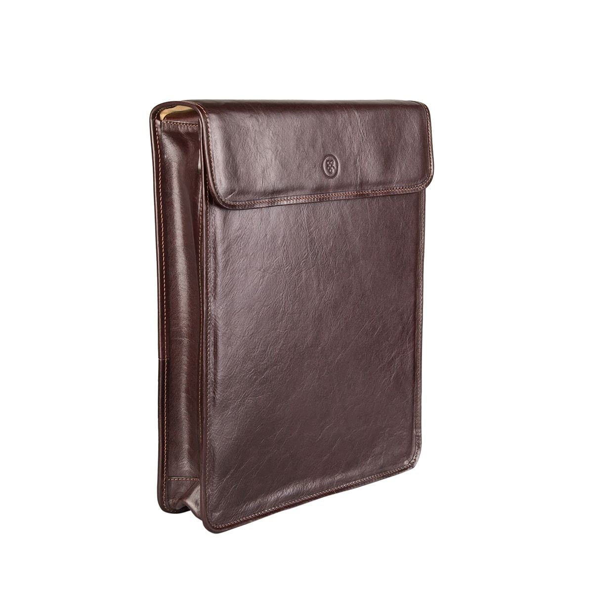 Maxwell Scott - Mens Luxury Leather Folded Shirt Holder/Carrier for Luggage - Handmade in Italy - The Sepino Dark Brown 4