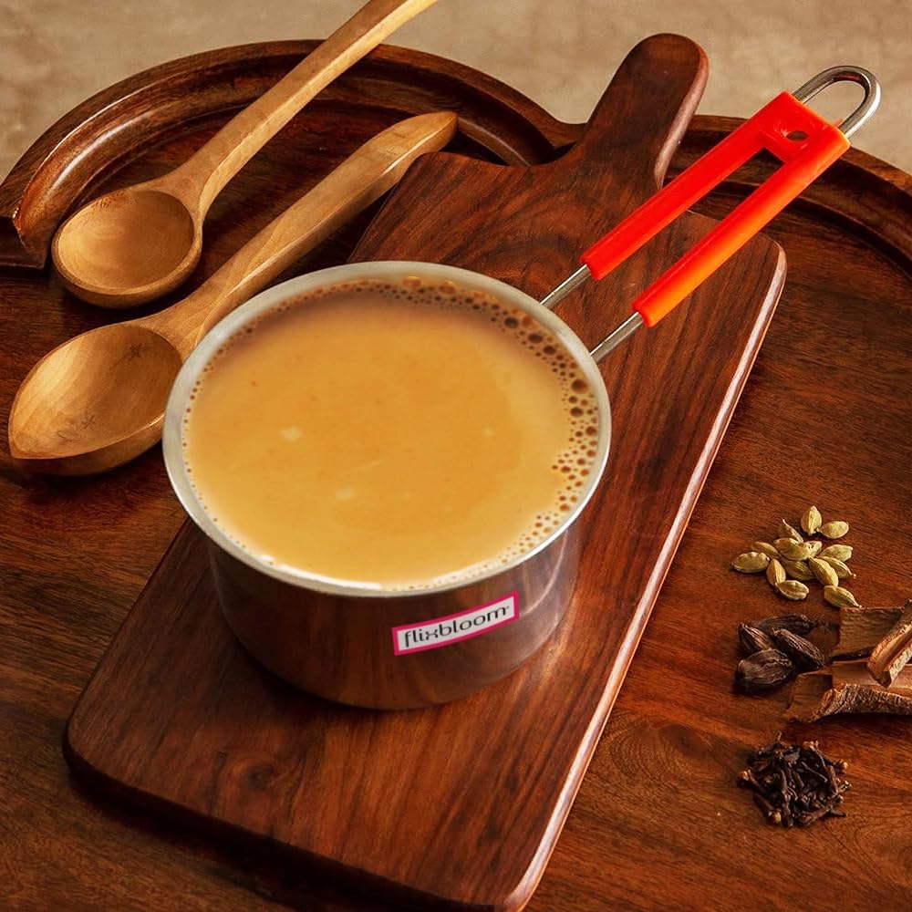 Flixbloom Gentle Silver 1.5 Litre Aluminium Kitchen Cookware LPG Gas Stove Friendly Sauce Pan for Tea, Milk, Coffee (Saucepan with Handle) (1.5 Litre) 3