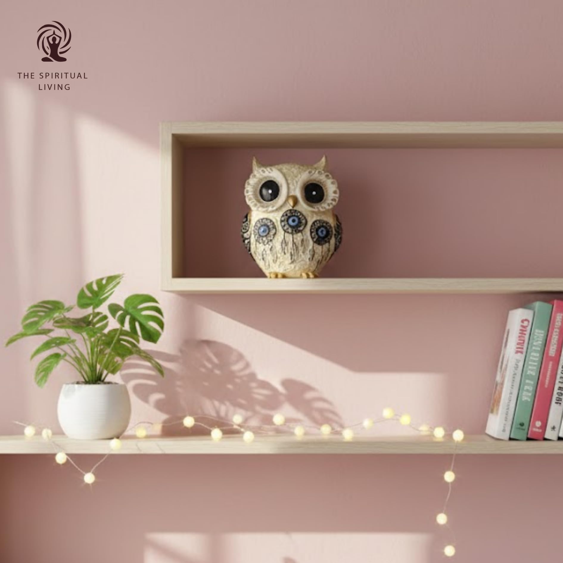 The Spiritual Living Owl Statue for Good Luck II Aesthetic Resin Owl Art Figure Showpiece II 3.5 Inch II Feng Shui & Vastu II Evil Eye II Showpiece for Home Decor II II (4 INCH, 1) 4