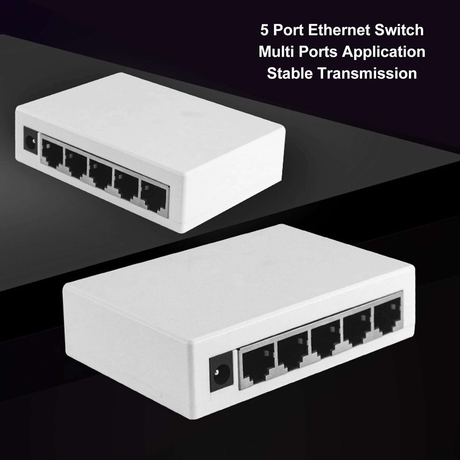 5 Port Ethernet Network Switch Fast Ethernet Network Switch RJ45 Network Ports Plug Play Ethernet Network Switch US Plug 100‑240V (1000M) 4