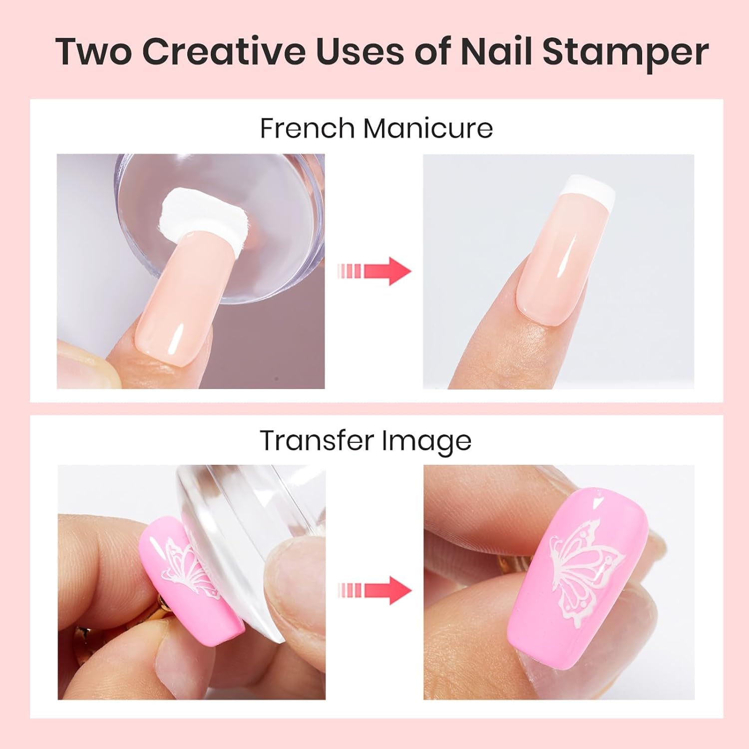 Beetles Nail Stamp Gel 16Pcs French Tip Nail Stamp Kit with 8 Colors Stamper Gel Polish, 5 Nail Stamping Templates, Scrapers, Liquid Latex & Short Silicone Stamper Valentine's Day Gift for Women 6