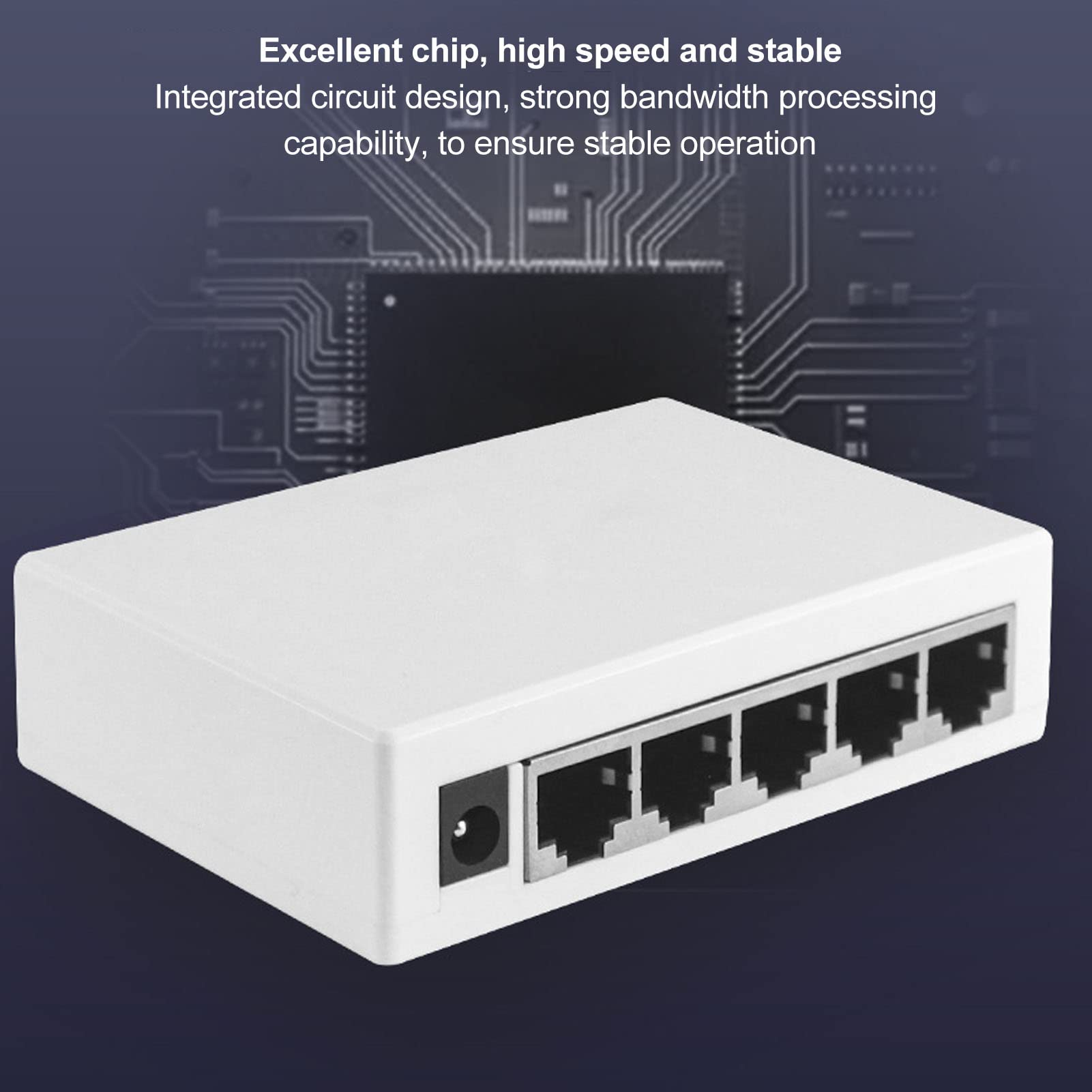 5 Port Ethernet Network Switch Fast Ethernet Network Switch RJ45 Network Ports Plug Play Ethernet Network Switch US Plug 100‑240V (1000M) 3