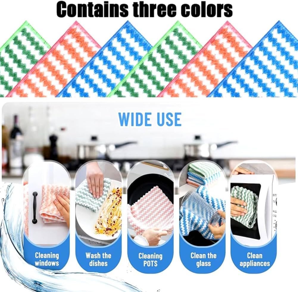 10 Pcs VyLinox Absorb Ease Cloths - Double - Sided Ultra - Absorbent Microfiber Scrubber Vylinox Cleaning Rag, All - Purpose Streak - Free Reusable Washable Dish Towels for Kitchen (20 Articles) 6