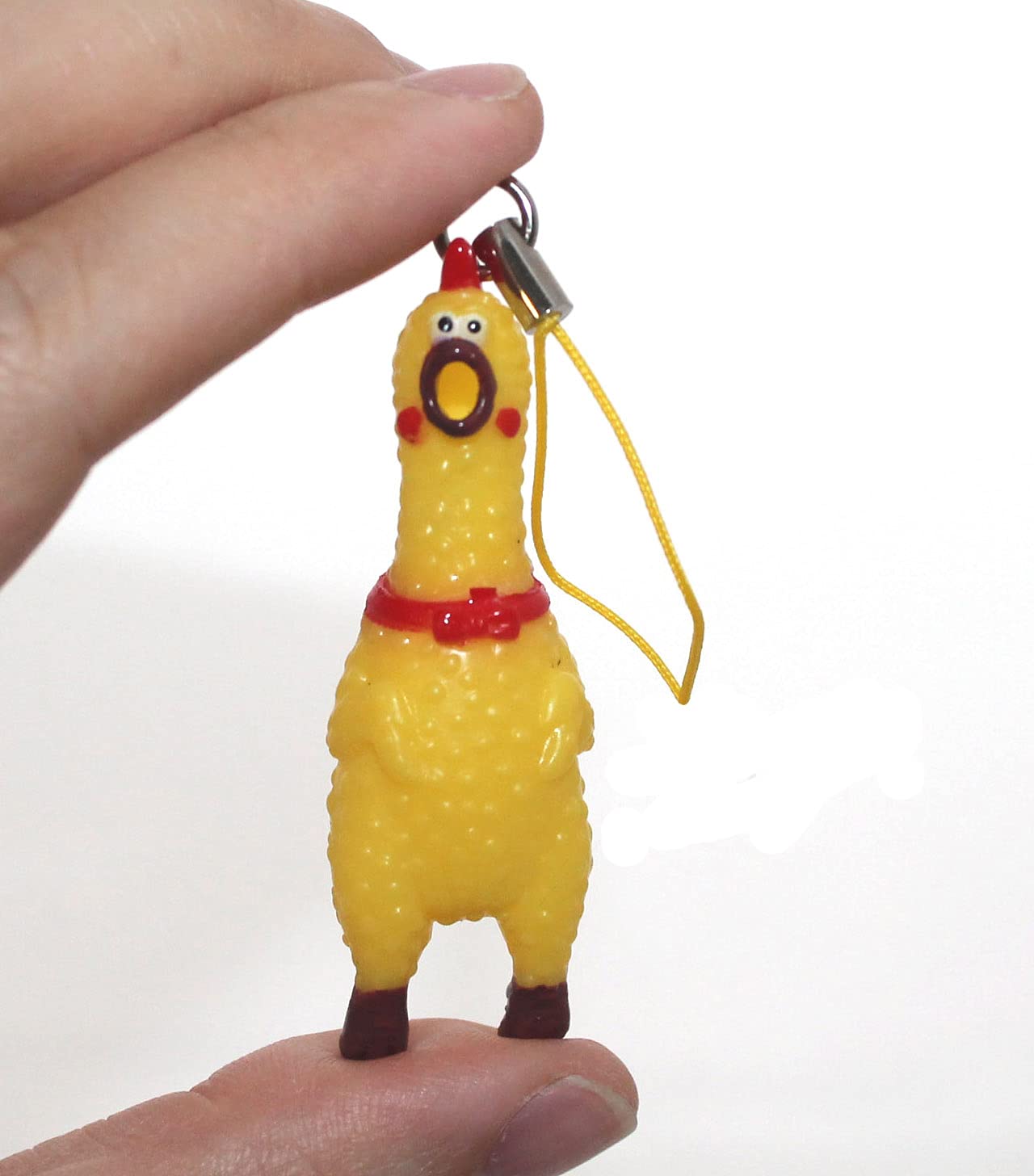 Lucore Home Mini 2 Inch Rubber Squawking Chicken Phone Charm - 2 Pcs Set Screaming Rubber Rooster Gag Novelty Squeaky Jewelry DIY Chicks 4