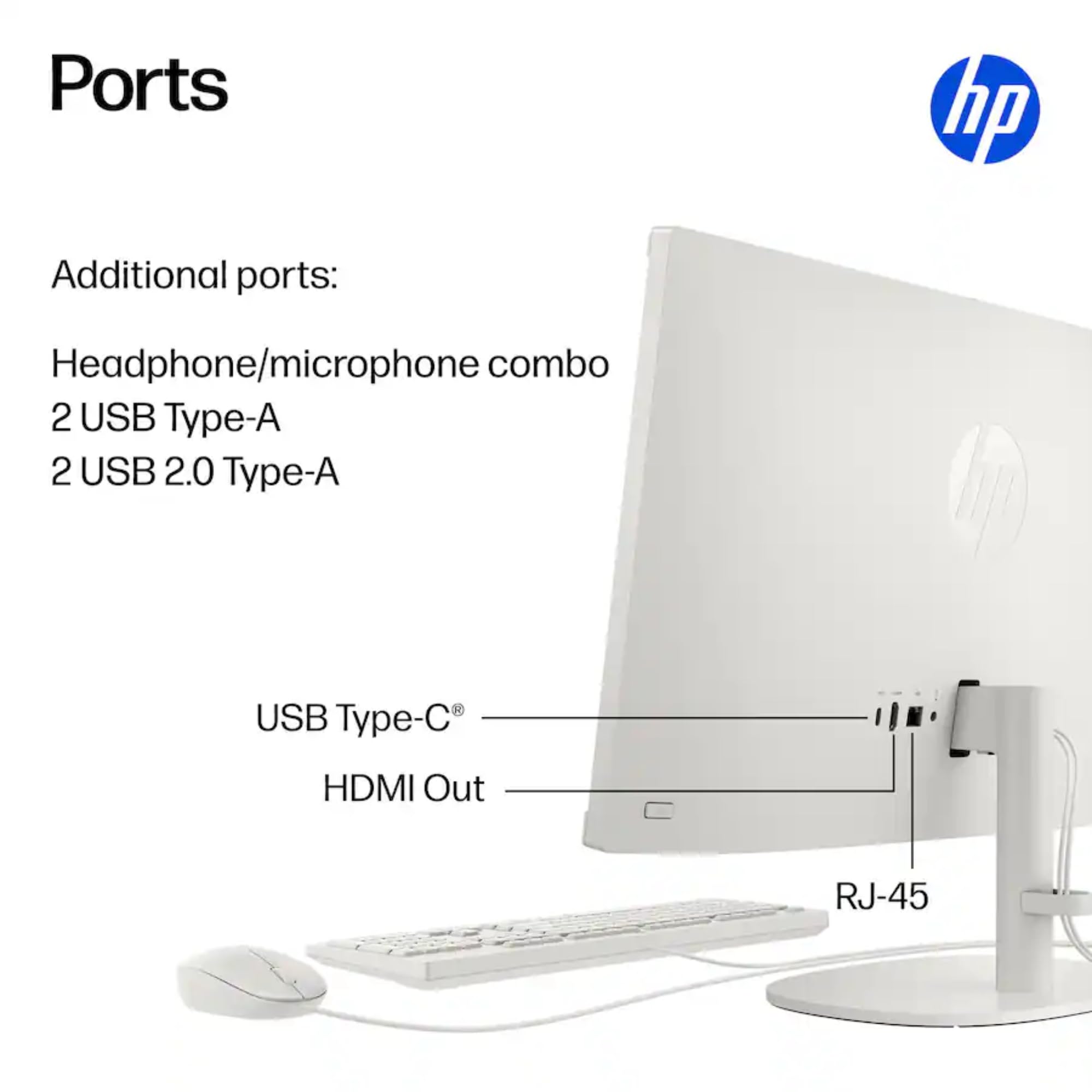 HP 22" FHD All-in-One Desktop Computer - Latest 13th Gen Intel Quad-Core - Office 365 for The Web - 8GB DDR5 RAM - 128GB UFS Storage - Wireless Earbuds - Keyboard and Mouse 5