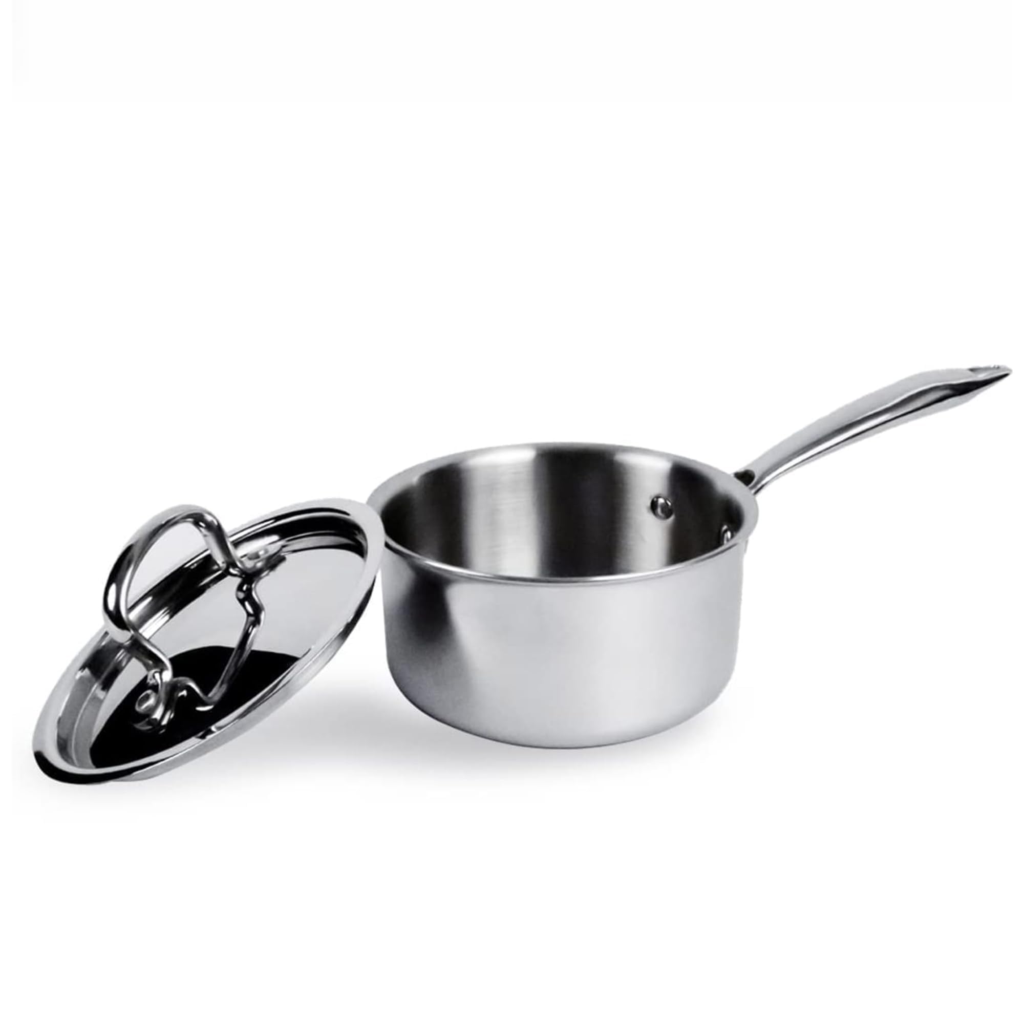 Kuber Industries Hard Anodised Non Stick Sauce Pan with Lid & Handle | Heat Resistant Gas Stove & Induction Sauce Pan for Coffee, Tea & Milk | Boiling Pot Vessel | Silver 3