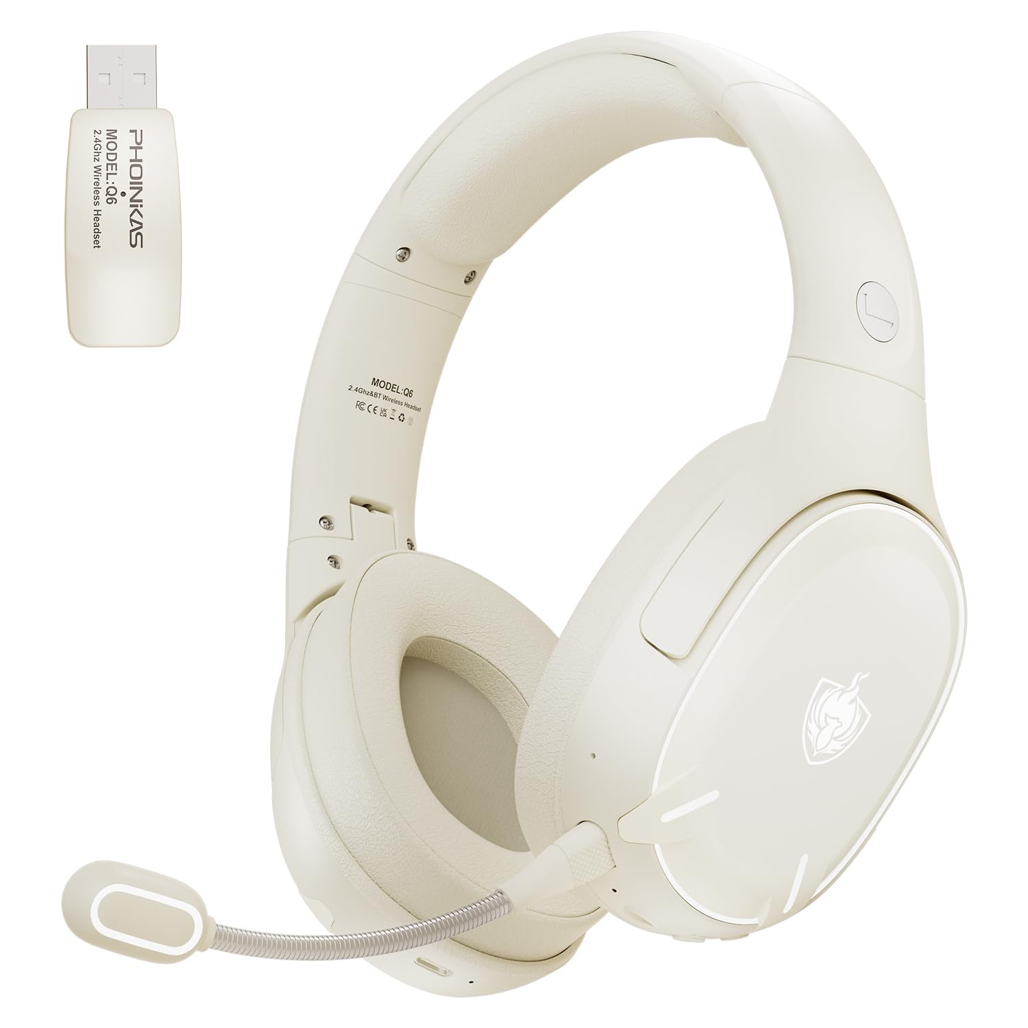 YOTMS Wireless PS5 Gaming Headset for PS4, PC, Switch, 2.4Ghz Wireless Gaming Over Ear Headphones with Mic, Bluetooth 5.3 Headphones with Stereo Sound, 40h Battery, for Laptop, Mac, Phone (White) 2