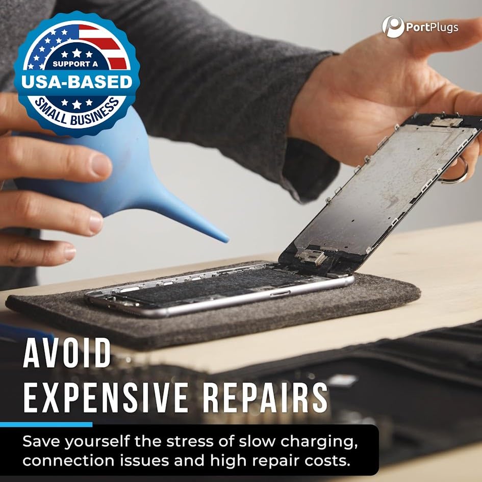 PortPlugs USB C Dust Plugs – Aluminum Protectors for iPhone 16/15, Samsung Galaxy S25/S24/S20, Note, A15, Pixel & Type-C Androids – Includes Cord Holders & Cleaning Brush | Gun Metal (2-Pack) 3