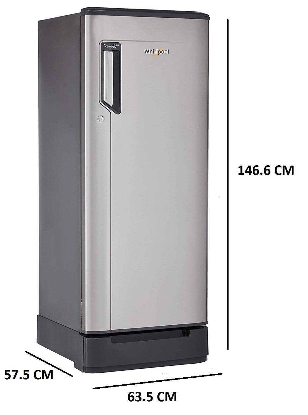 Whirlpool 245 L 3 Star Inverter Direct-Cool Single Door Refrigerator (260 IMPRO ROY 3S INV ALPHA STEEL, Alpha Steel) with Pedestal 2