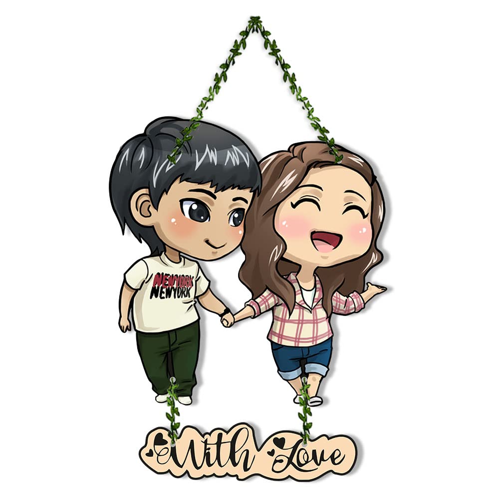 Artvibes Couple Wall Hanging For Home Decor | Couple Gifts For Valentine's Day | Items For Girlfriend Boyfriend Husband Wife | Livingroom Decoration | Art Piece For Bedroom (Wh_8306N) (Multi 12) 1