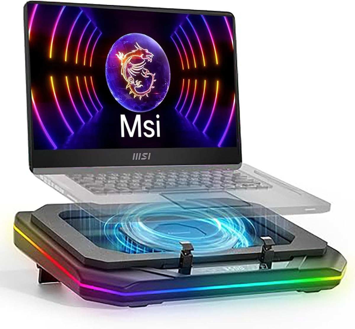 Cooling Pad for Msi Vector 17 HX 16 HX GP77 GP66 GP76 GP68HX GP66HX （Creator 15 16 17 M14 15M M16 HX Z16 A16） Gaming Laptop with Powerful Turbo Fan Can Fast Cooling,6 RGB Light Mode,Touch Contr 1