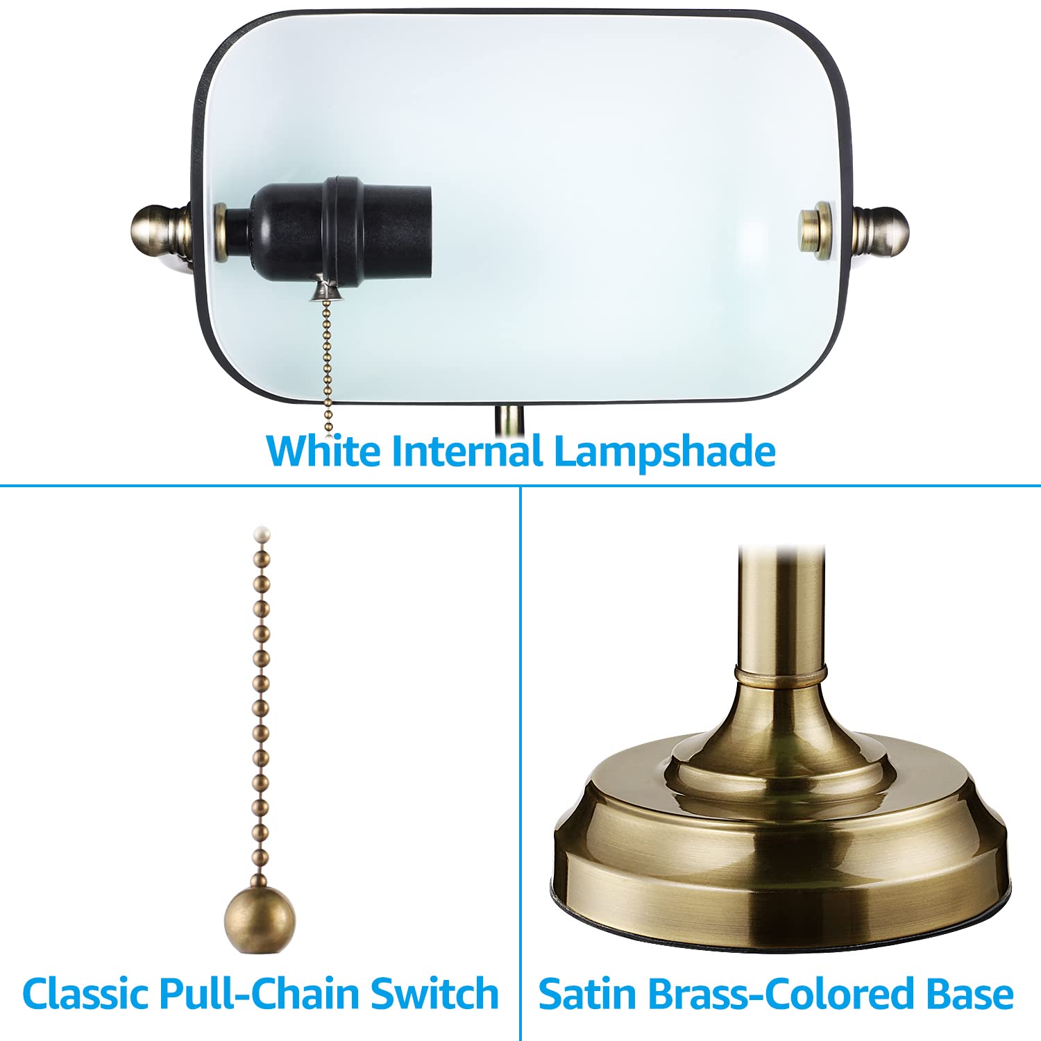 TORCHSTAR Green Glass Bankers Desk Lamp, UL Listed, E26 Base, Vintage Desk Lamp Bundle LED Tubular Light Bulb Dimmable, UL Listed, T45 Edison Bulb 4.5W, 2200K Soft White, E26 Base, Pack of 6 5