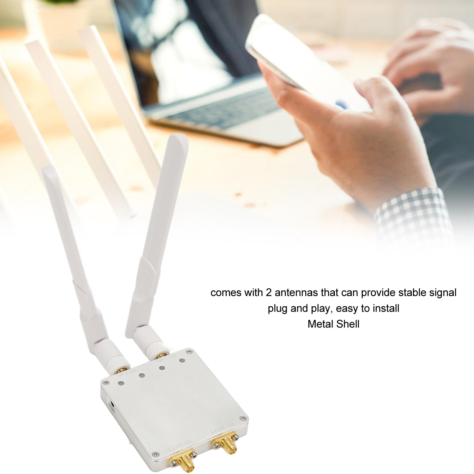 4000mW Cordless Router, WiFi Signal Extender, 2.4G 5.8G Dual Channel Low Noise Broadband Amplifier, Cordless Router Signal for Family Office (WiFi 2.4G Dual Channel) 3