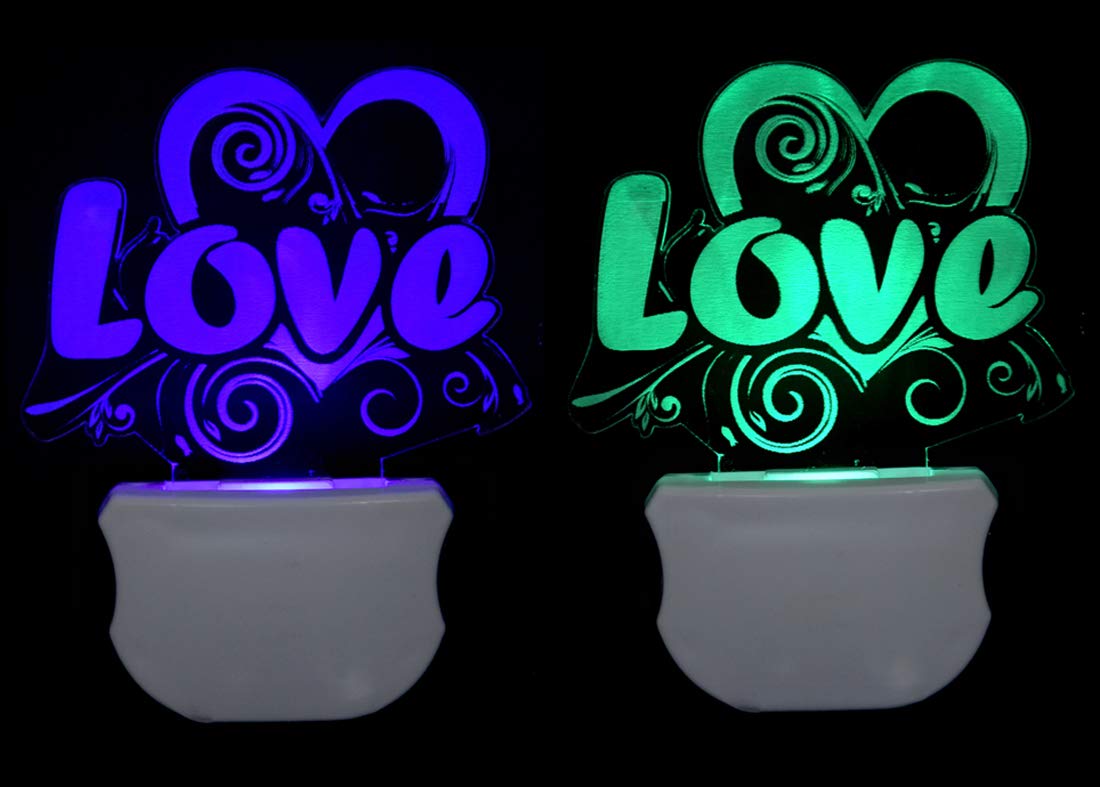 G Gojeeva The Love 3D Illusion Night Lamp Comes with 7 Multicolor and 3D Illusion Design Suitable for Room,Drawing Room,Lobby (Pack of 2) 1