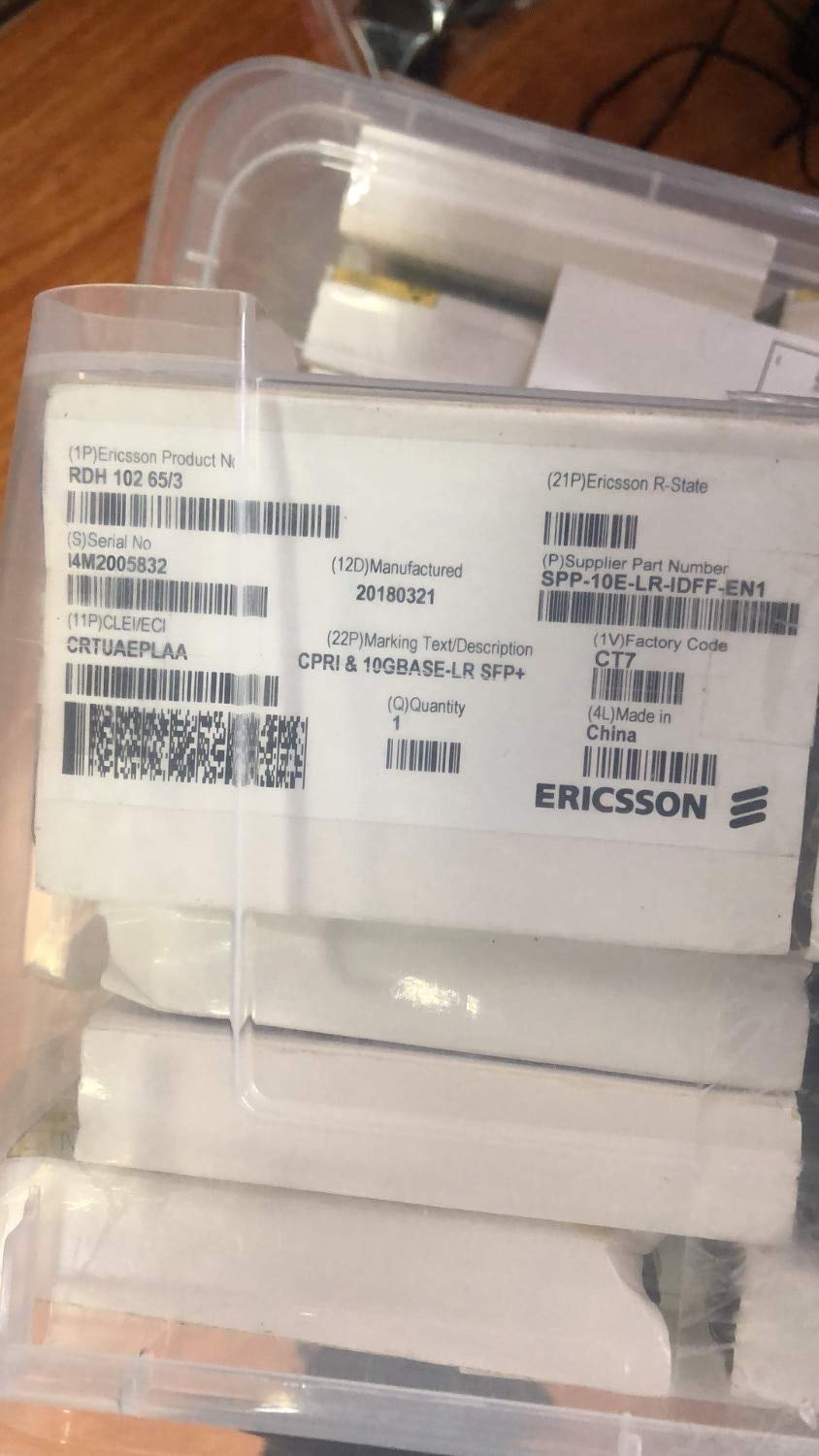 Lysee Communications Parts - RDH 102 65/3 SPP-10E-LR-IDFF-EN1 10GBASE-LR SFP+ 1