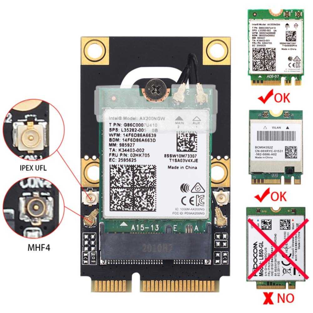 M.2 Key A/E to Mini PCI-E Converter Card, Enable NGFF WiFi Cards Like AX210/AX200 on Older Laptops with Mini PCI-E Slot, for Models from 2010-2016 6