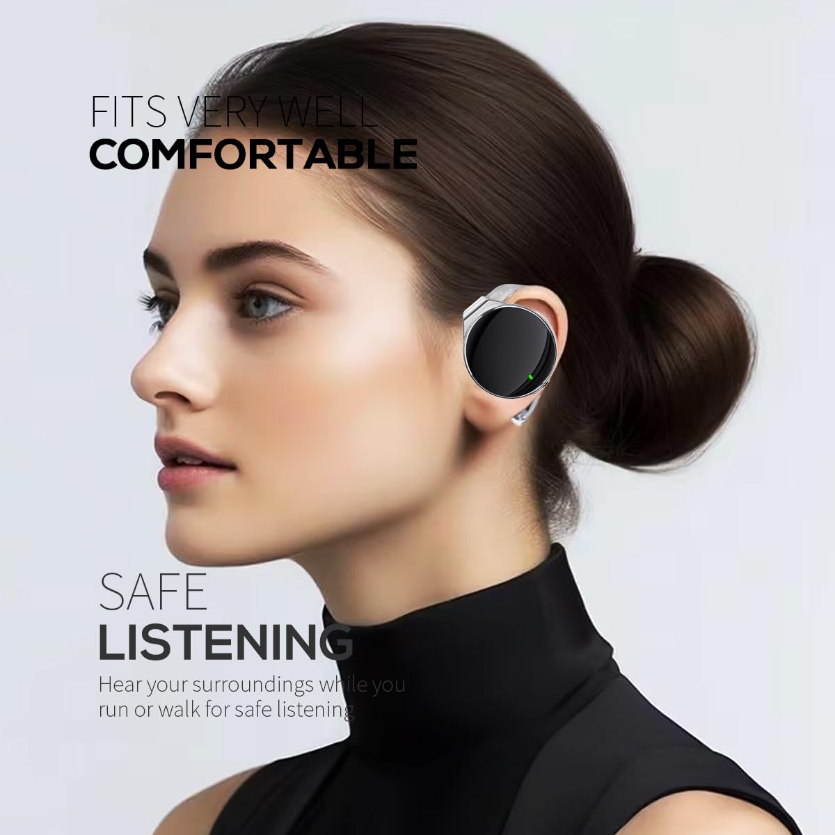 BEVCEFCC Open Ear Headphones Wireless 52hrs Bluetooth 5.4 Over Ear Hooks Headphones Earbuds with Microphone Ear Clip Headphones Simultaneously Connect 2 Devices Clip on Earphones 6