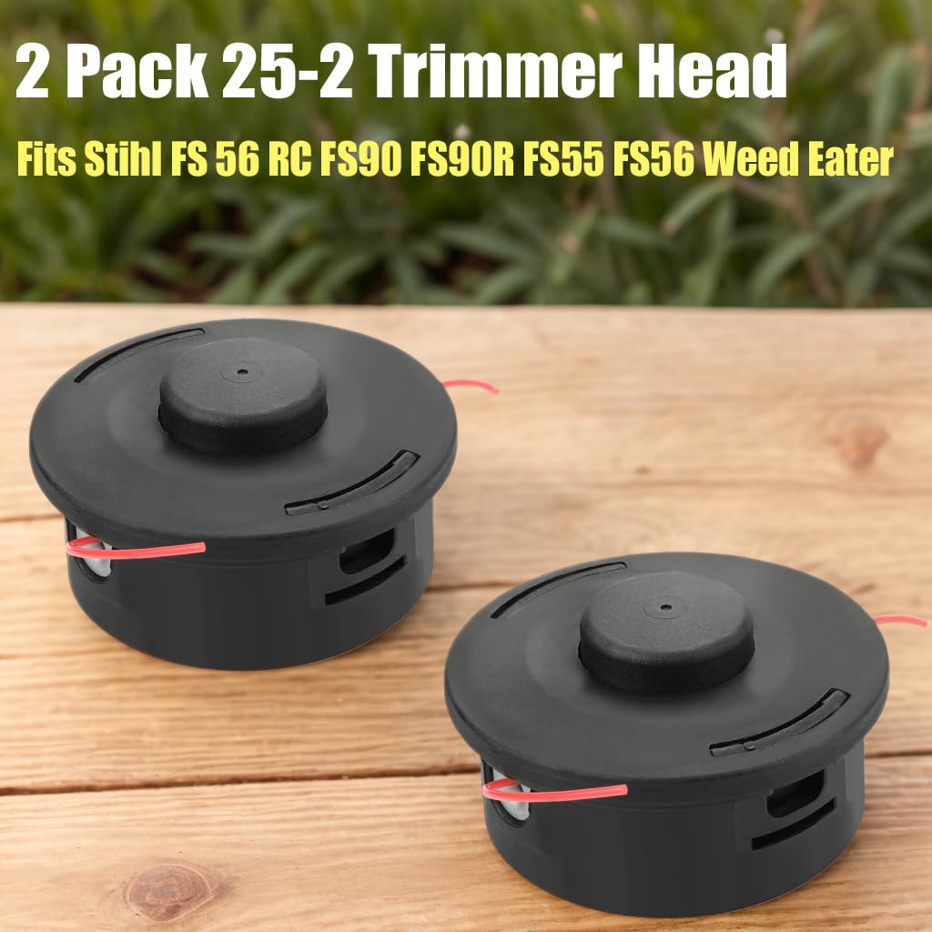 Dylawnio FS 56 RC FS90R Trimmer Head 2 Pack 25-2 Bump Feed Trimmer Head for Stih-l FS55 FS55R FS56 FS56RC FS70 FS70R FS80 FS85 FS90 FS90R FS91R FS94R FS110 FS120 FS130 FS240 Replace 4002 710 2191 3