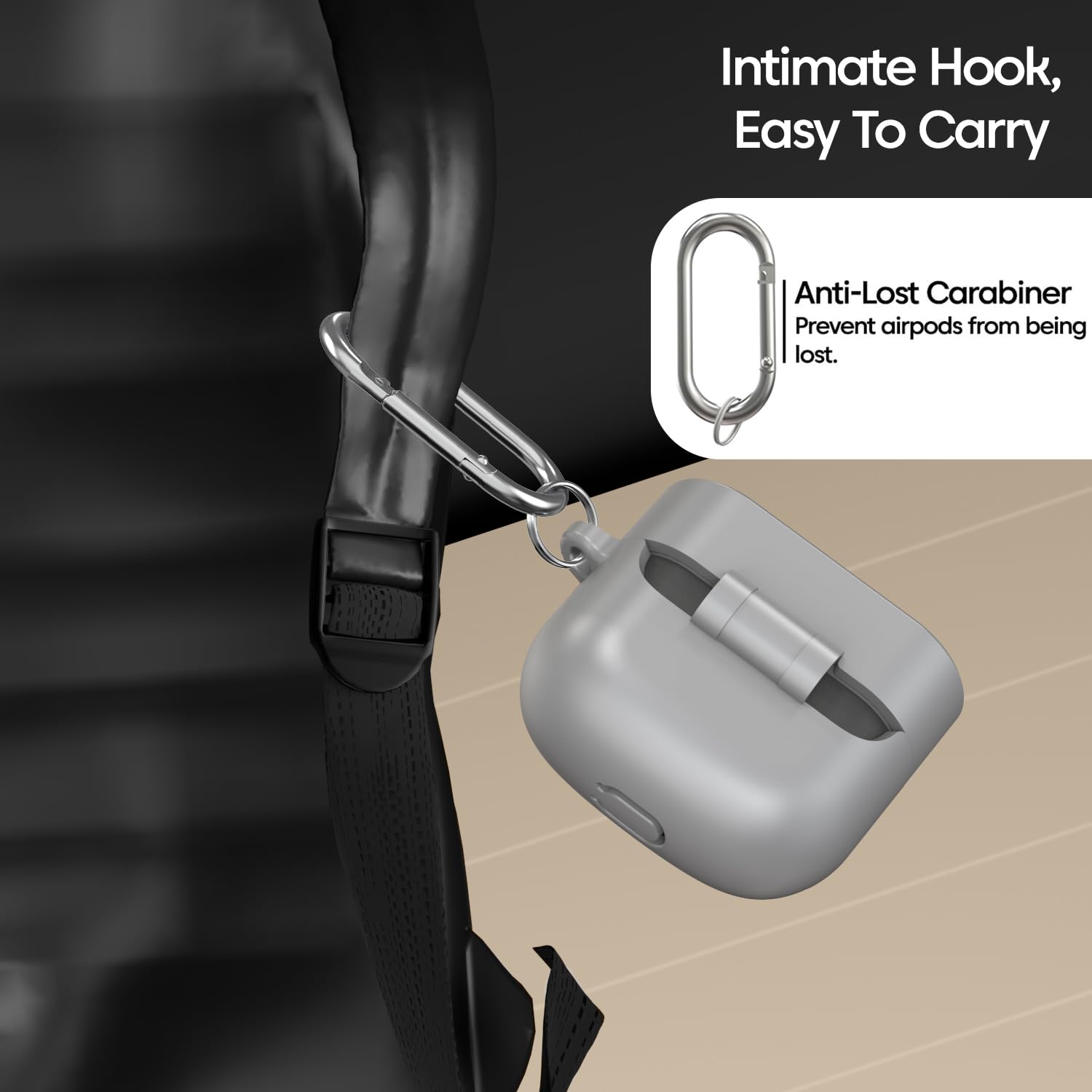 Sounce Silicone Case Cover for Boat Airdopes 91 Prime, Soft Protective Shockproof Shell with Anti-Loss Keychain Clip, Dustproof and Scratch-Resistant Design, Secure Fit with Protection – Grey 5