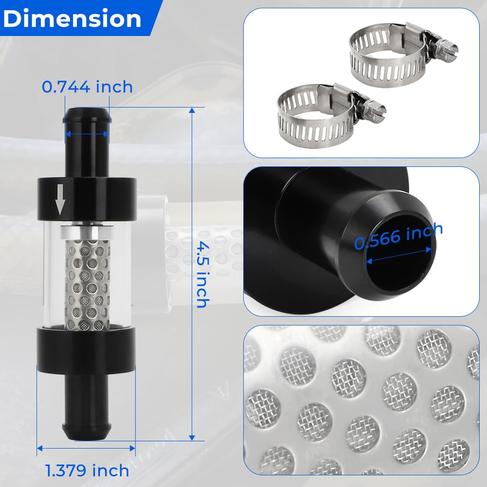 WIKIBB 3/4" Universal Filter Inline Heater Core Coolant Filter and Inspection System Stainless Steel Filter Mesh Matching Fixture 5